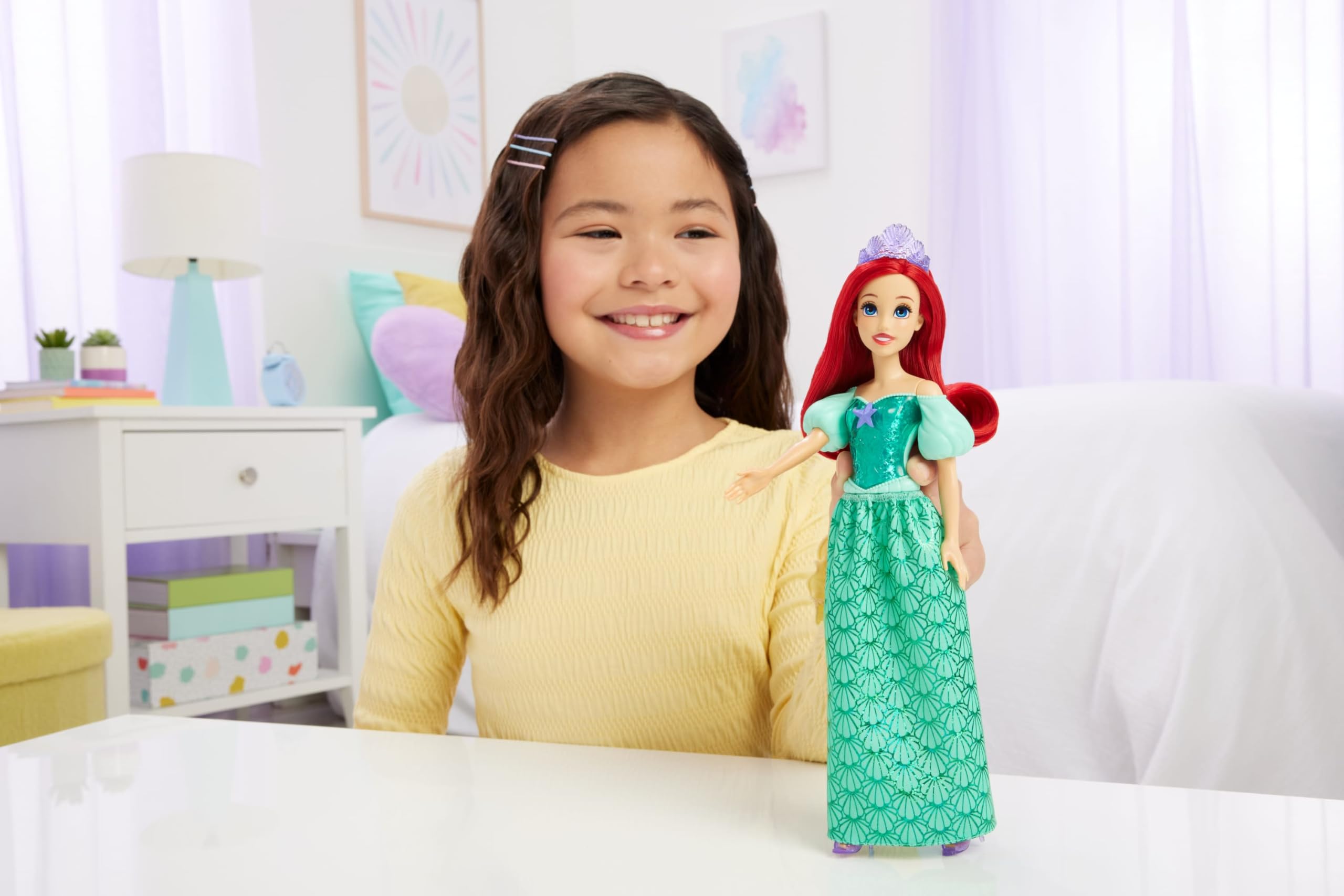 Mattel Disney Princess Ariel Posable Fashion Doll with Sparkling Clothing and Accessories HLW10