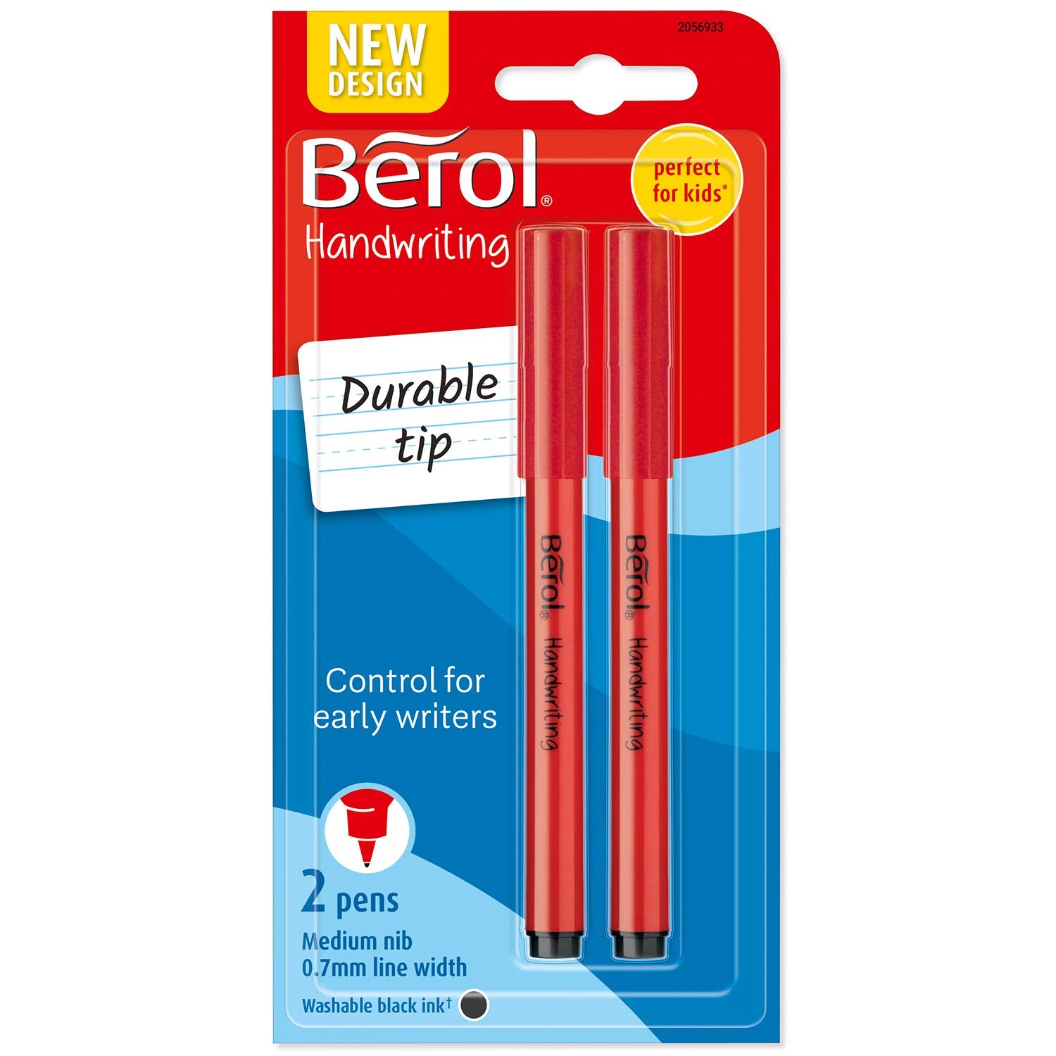 Berol Handwriting Pens | Round Shape is Easy to Hold | Washable Black Ink | Bright Barrels | 2 Count 1