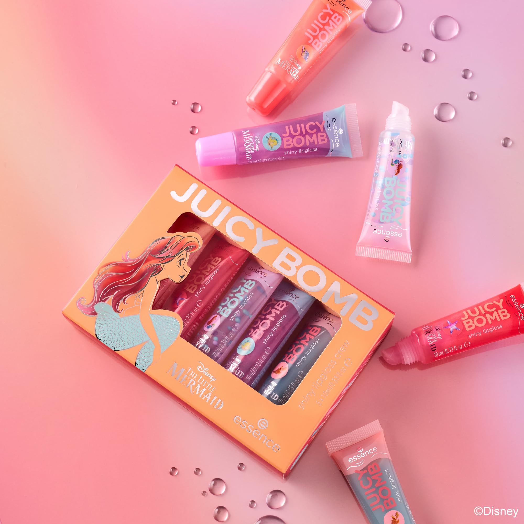 essence Disney THE LITTLE MERMAID JUICY BOMB Shiny Lipgloss Crew - 5 Pack, Shimmery Finish 2
