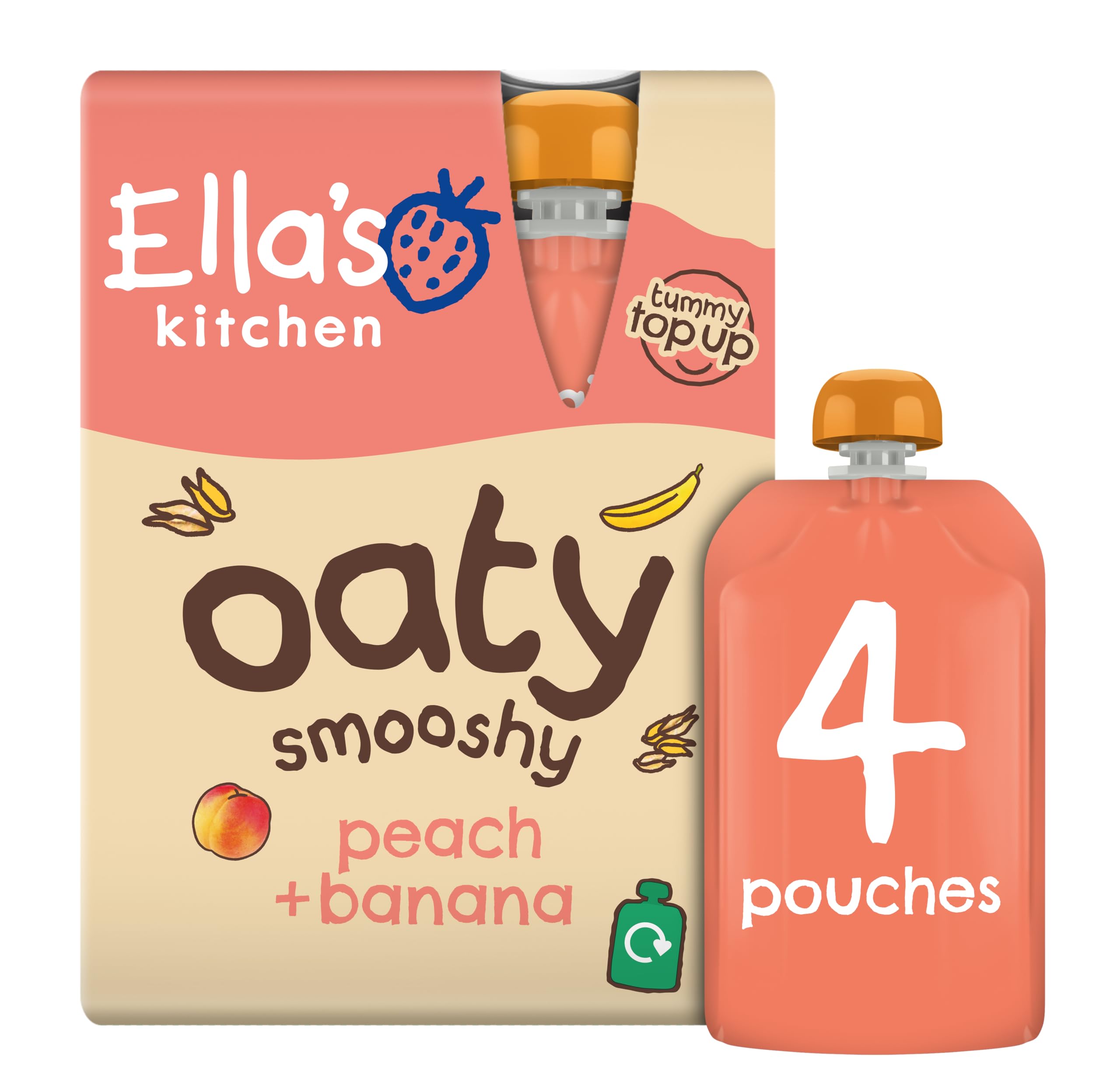 Ella's Kitchen Peach + Banana Oaty Smooshy 4 x 90g