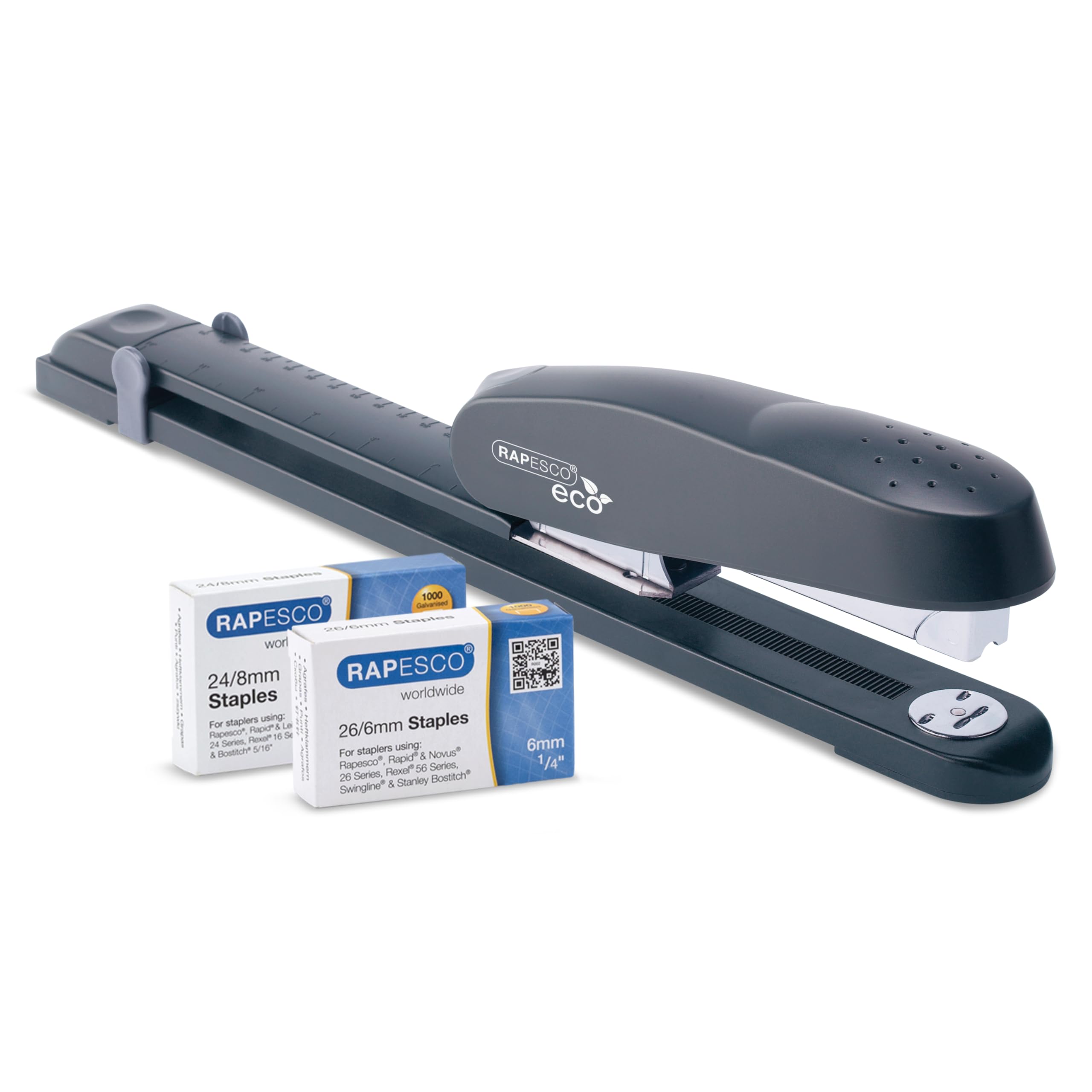 Rapesco 1480 ECO 790 Heavy Duty Long Arm Stapler - 50 Sheet Cap | 300mm Reach | Includes 2000 Staples
