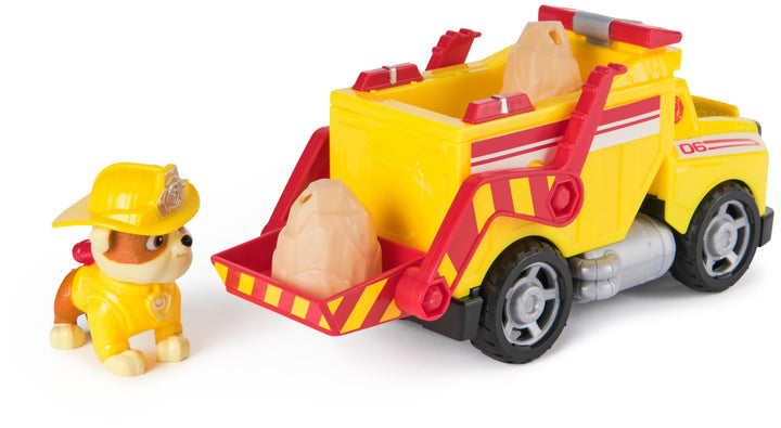PAW Patrol Rubble Rescue Fire Dump Truck with Action Figure and Projectiles - Fire Rescue Playset for Kids