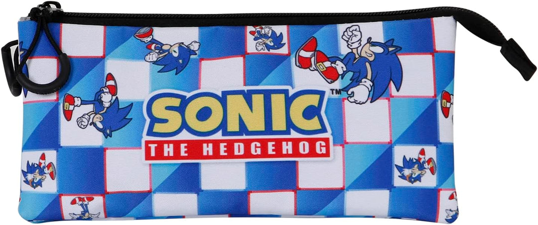 Sega-Sonic Blue Lay-2.0 Fan Triple Pencil Case, Blue