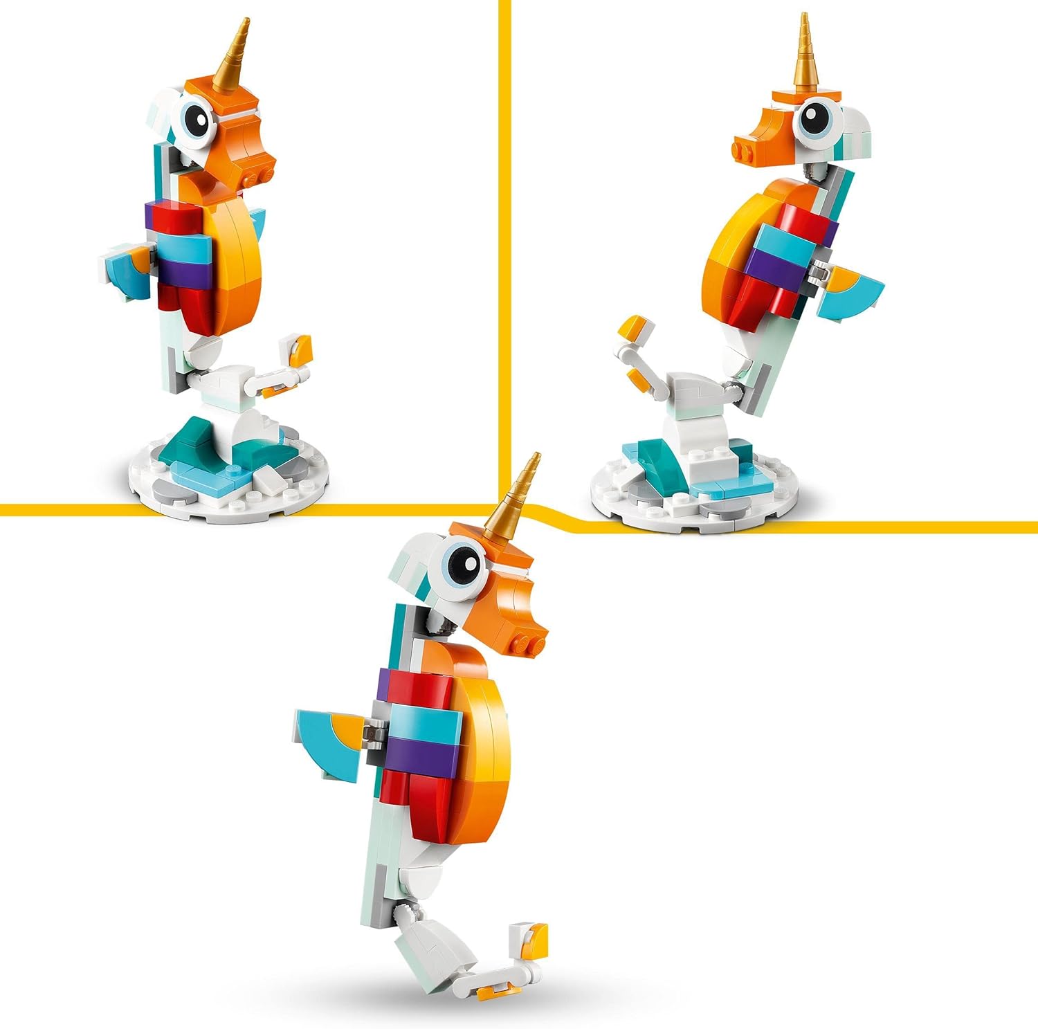 LEGO Creator 3 in 1 Magical Unicorn Toy - Rebuildable Seahorse & Peacock Set for Kids 7+ 5