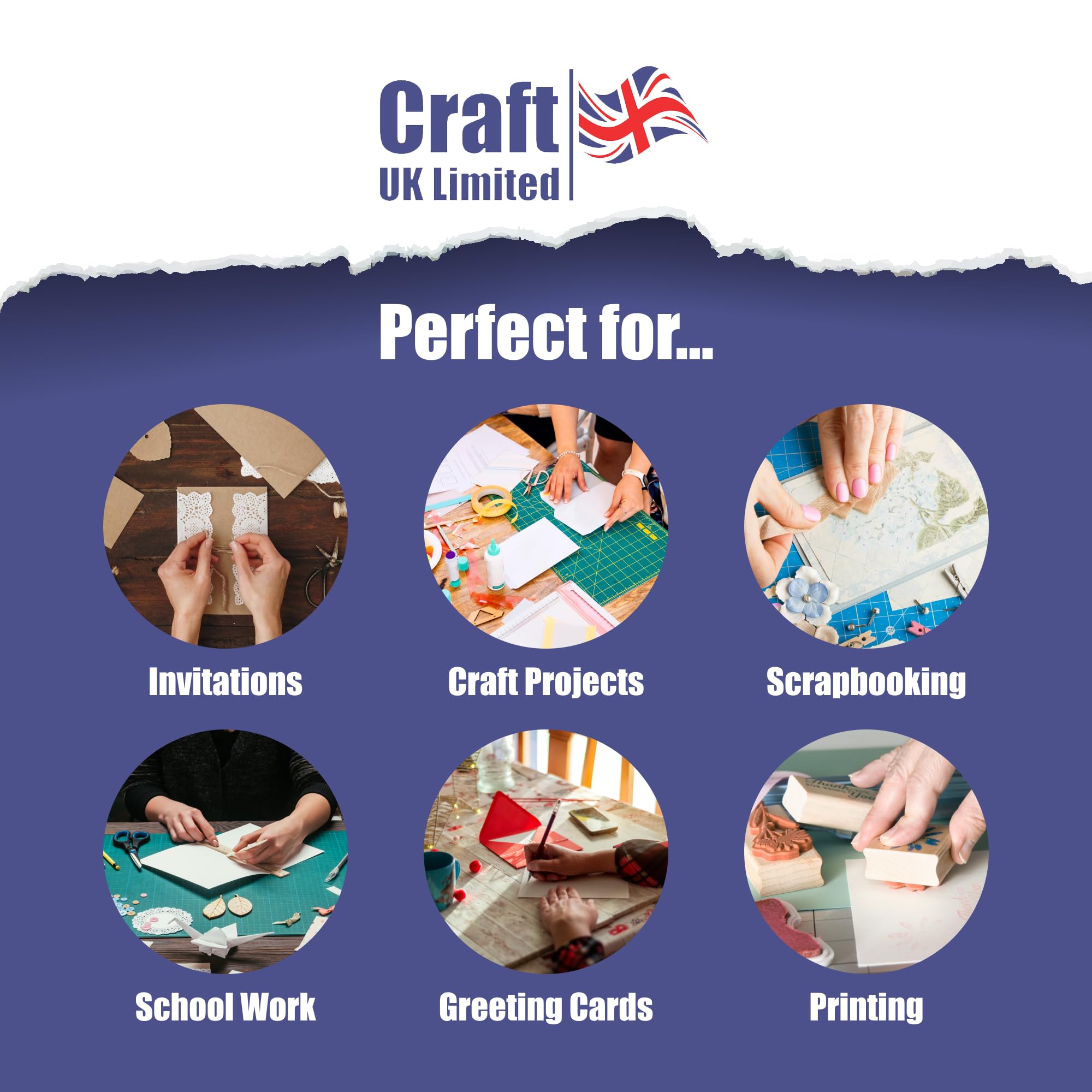 Craft UK White Cards & Envelopes - 50 Pack | 6 x 6 Size | Pre-scored 5