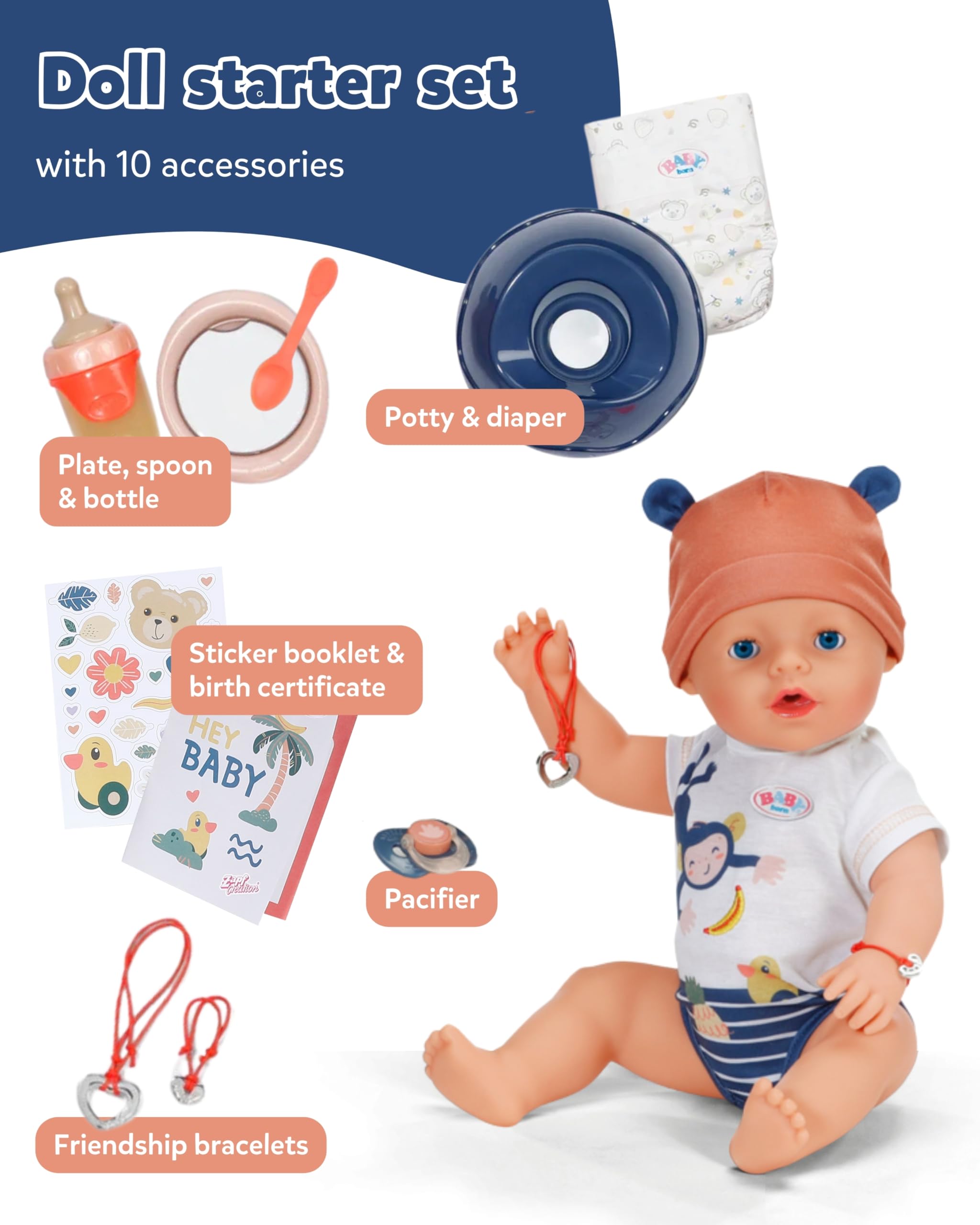 BABY born Emma Doll - 43 cm - 10 Functions | Jungle Style | Ages 3+ 2