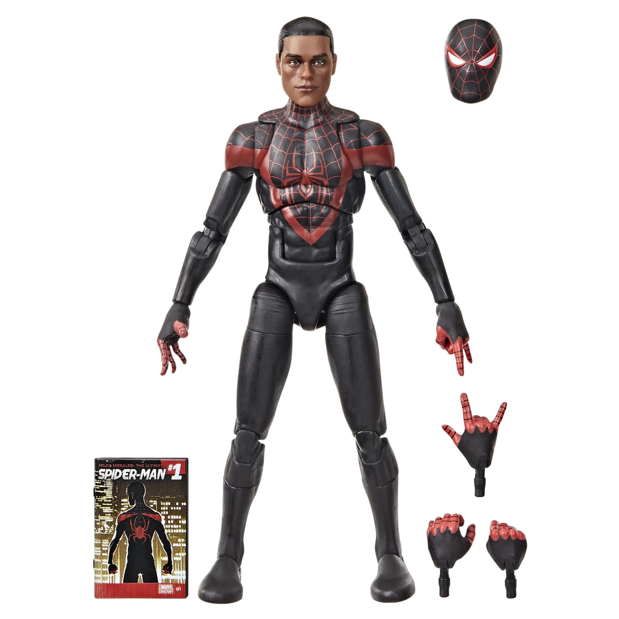 Marvel Legends Ultimate Miles Morales Spider-Man Action Figure - 6 Inch Collectible with Comic Accessories