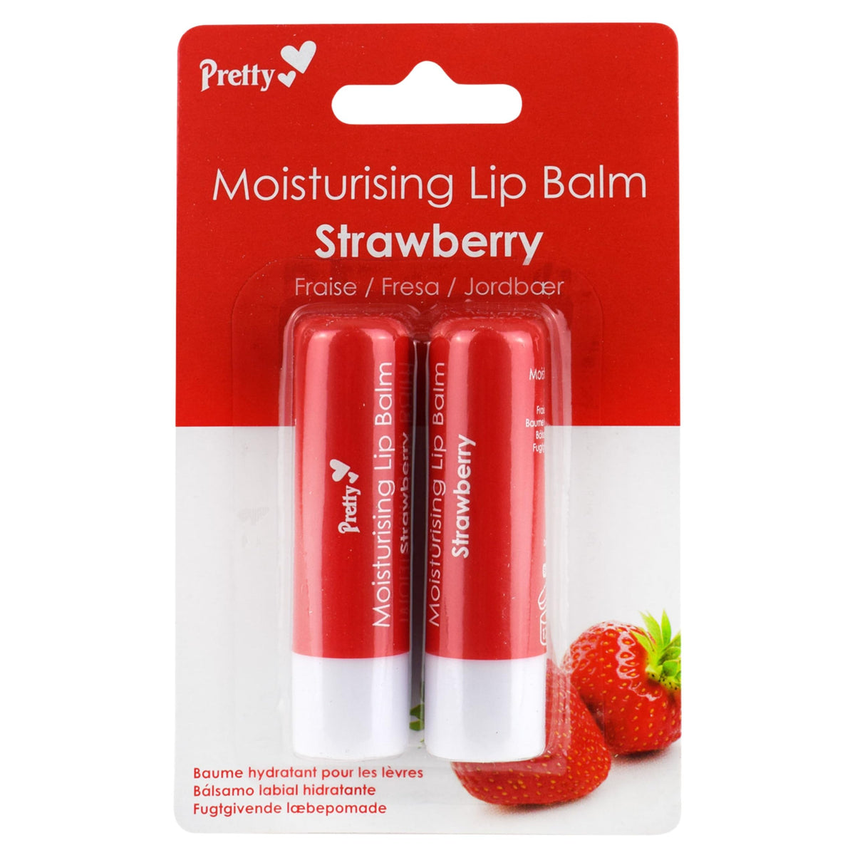Pretty Strawberry Moisturising Lip Balm - Twin Pack, 2 Pieces