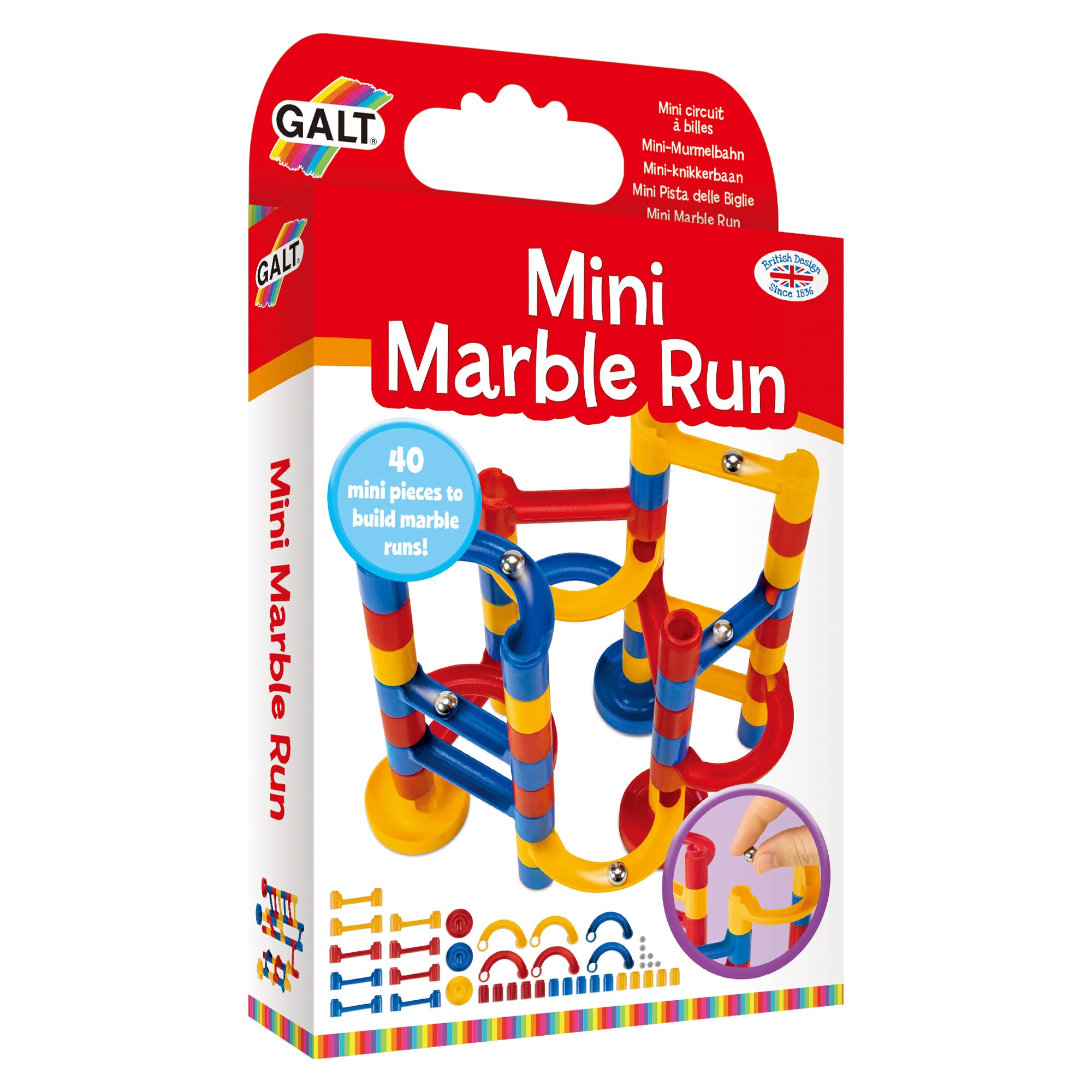 Galt Mini Marble Run - Build & Race STEM Toy for Kids 5+ | 40 Pieces | Plastic