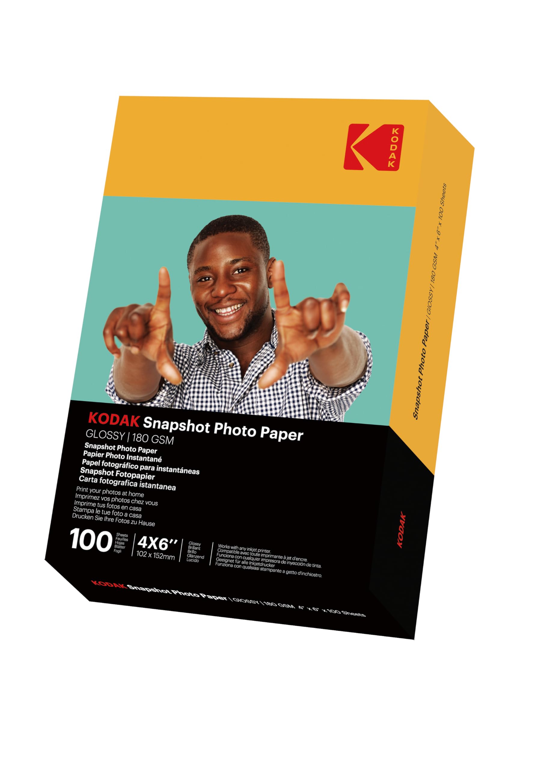 KODAK Snapshot Photo Paper - 100 Sheets, A6 Size, 180 g/m², Glossy Finish