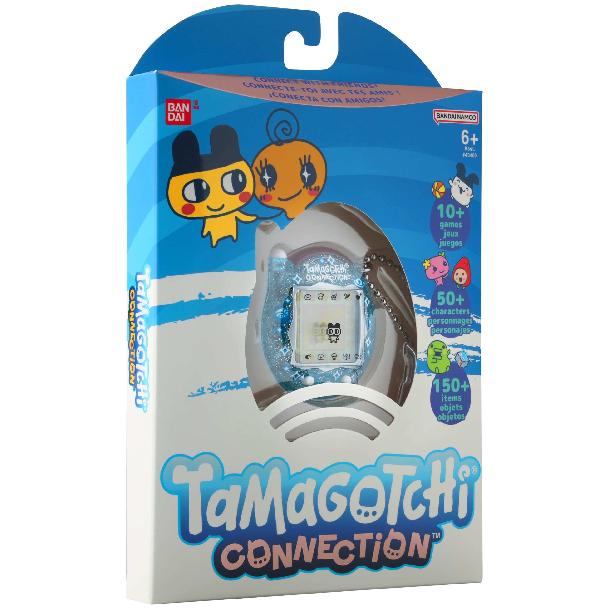 Tamagotchi Connection Digital Pet - Blue Glitter Shell with Infrared Connection for Kids 8+ 2