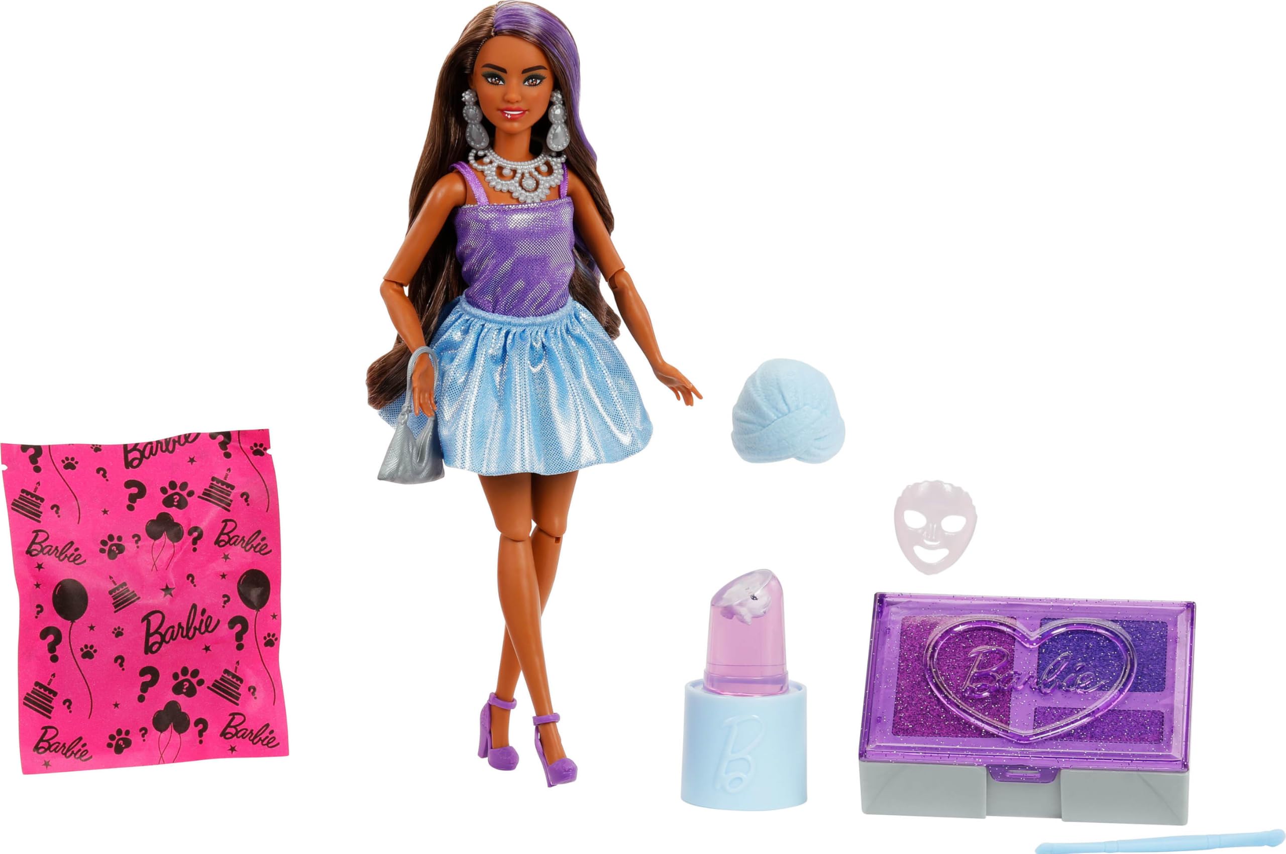 Barbie Party Unboxed Doll & Accessories, Glam Party Series with 10 Surprises | Model JFY66 2