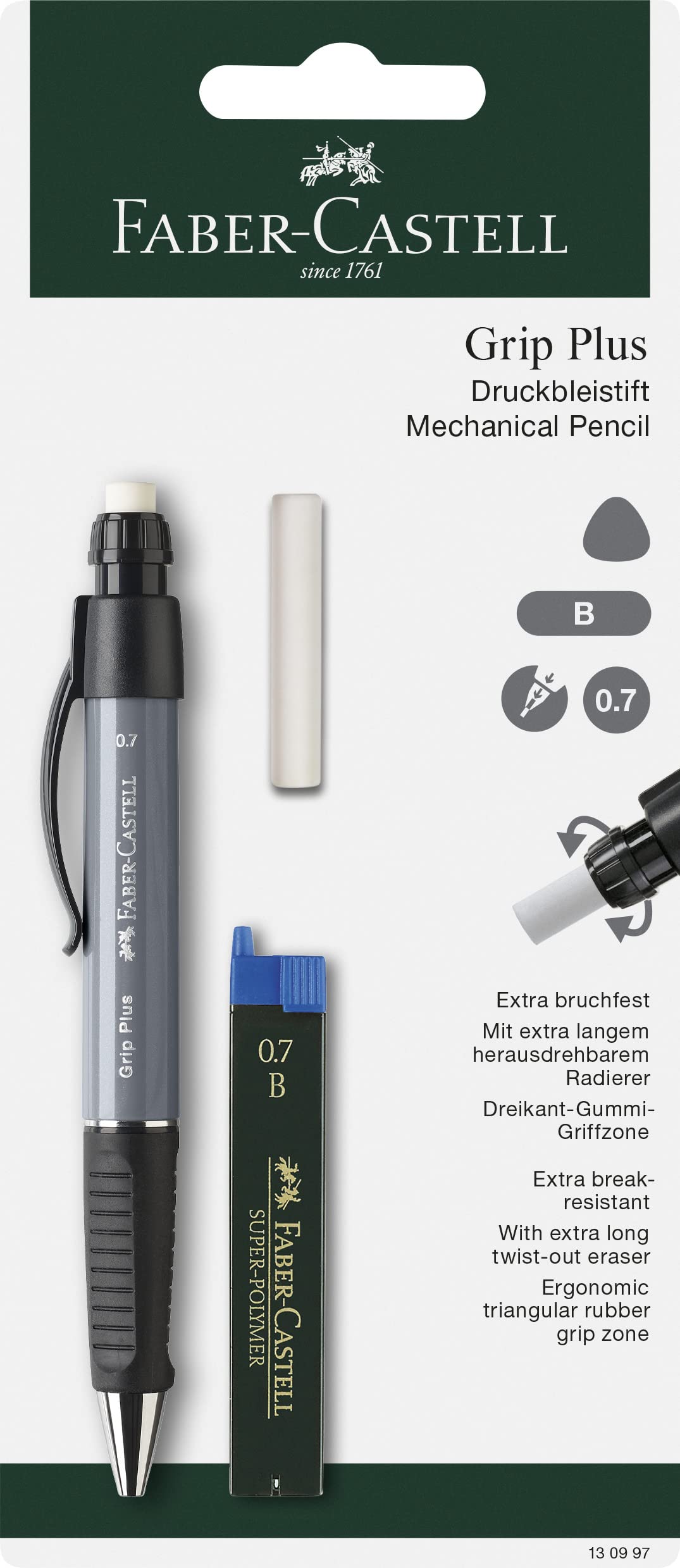 Faber-Castell Grip Plus Mechanical Pencil - 0.7mm Line Size | B Hardness | Ergonomic Grip 3