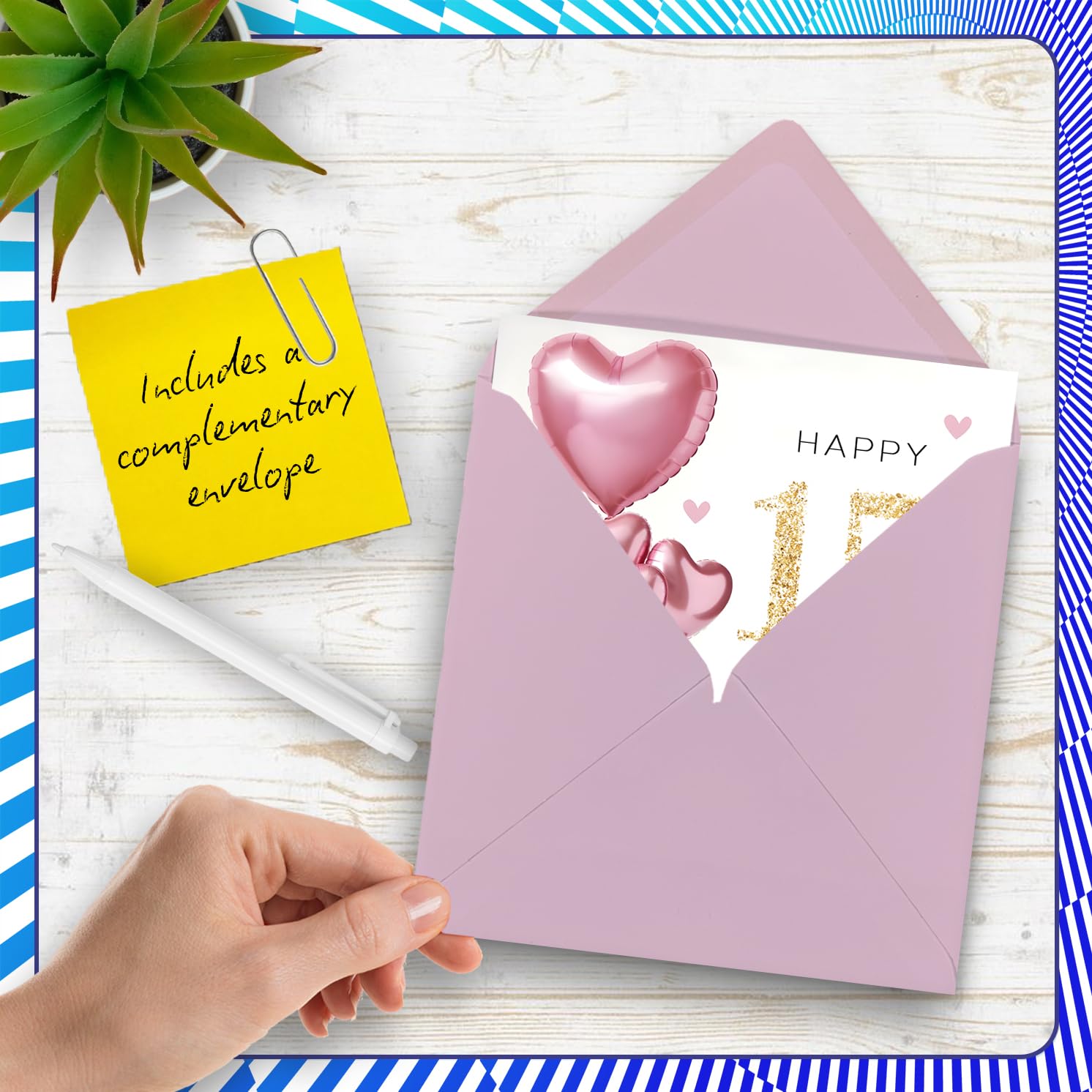 Stuff4 15th Birthday Card for Girls - Pink Glitter Balloons | 145mm x 145mm | Blank Inside 5