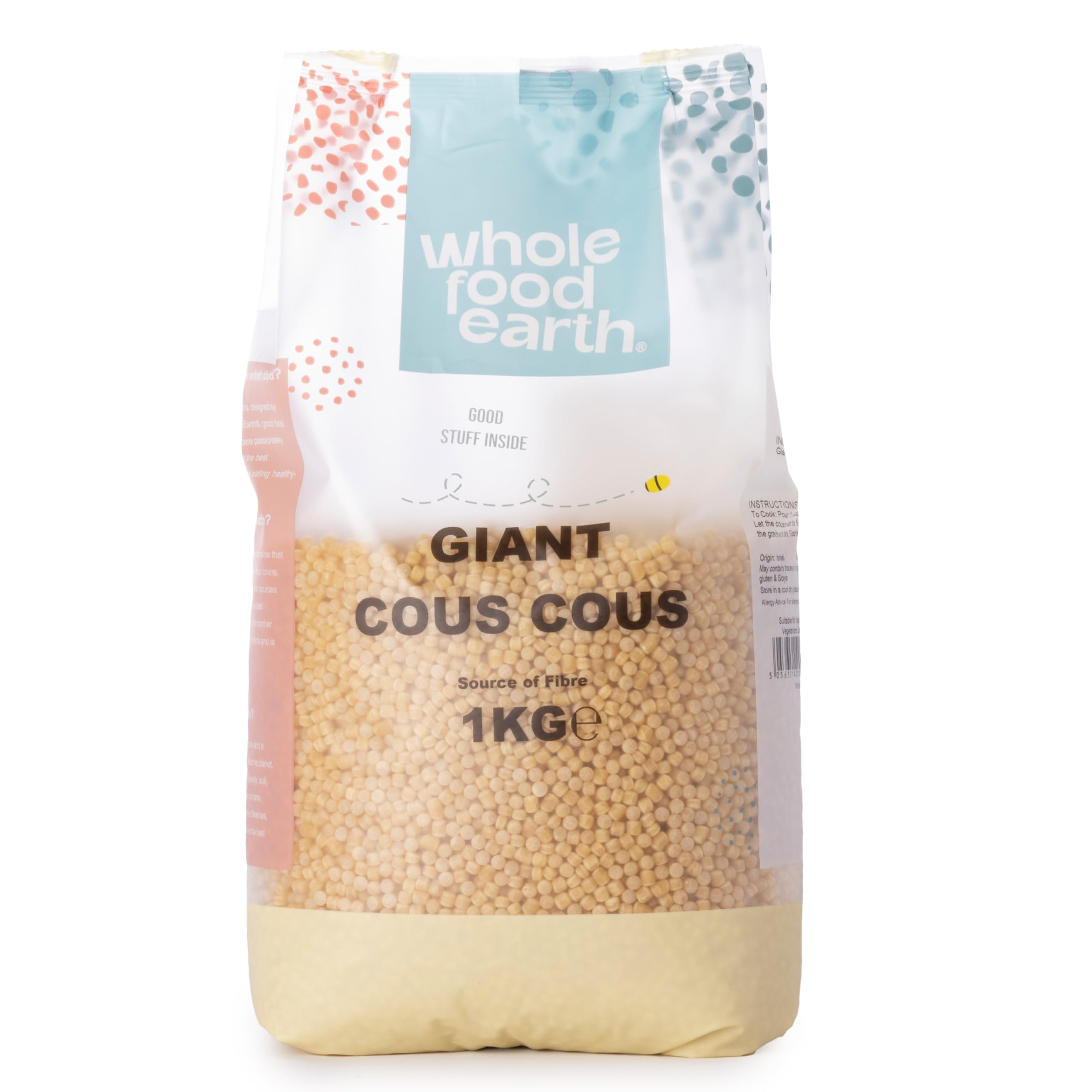 Wholefood Earth Giant Couscous - 1 kg | GMO Free | Source of Fibre | Vegan