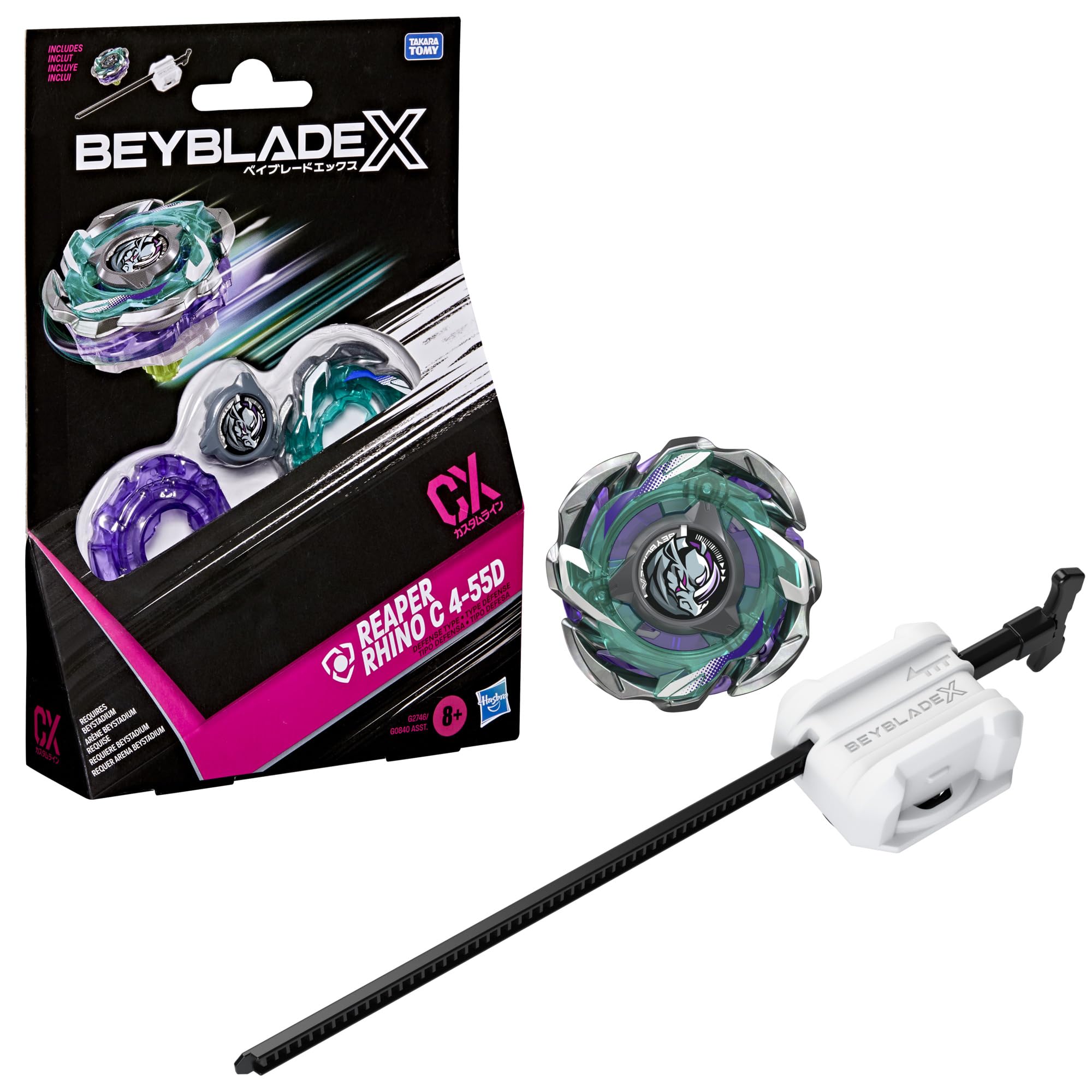 Hasbro Beyblade X Reaper Rhino C 4-55D CX Starter Pack | Right-Spin Defense Type | Ages 8+