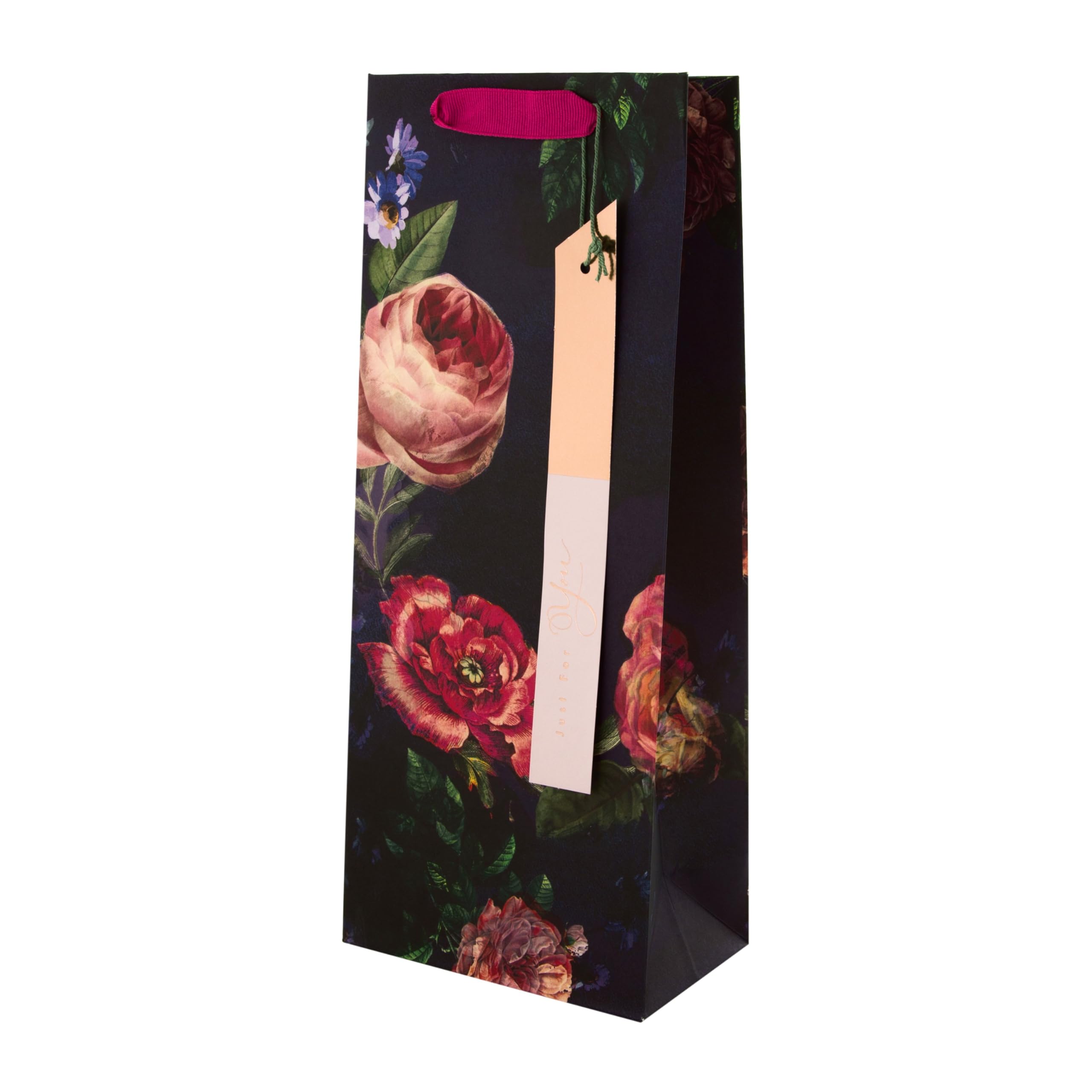 Hallmark Gift Bags - Pack of 3 (Large, Medium, Bottle) | Pink Floral with Rose Gold Foil 7