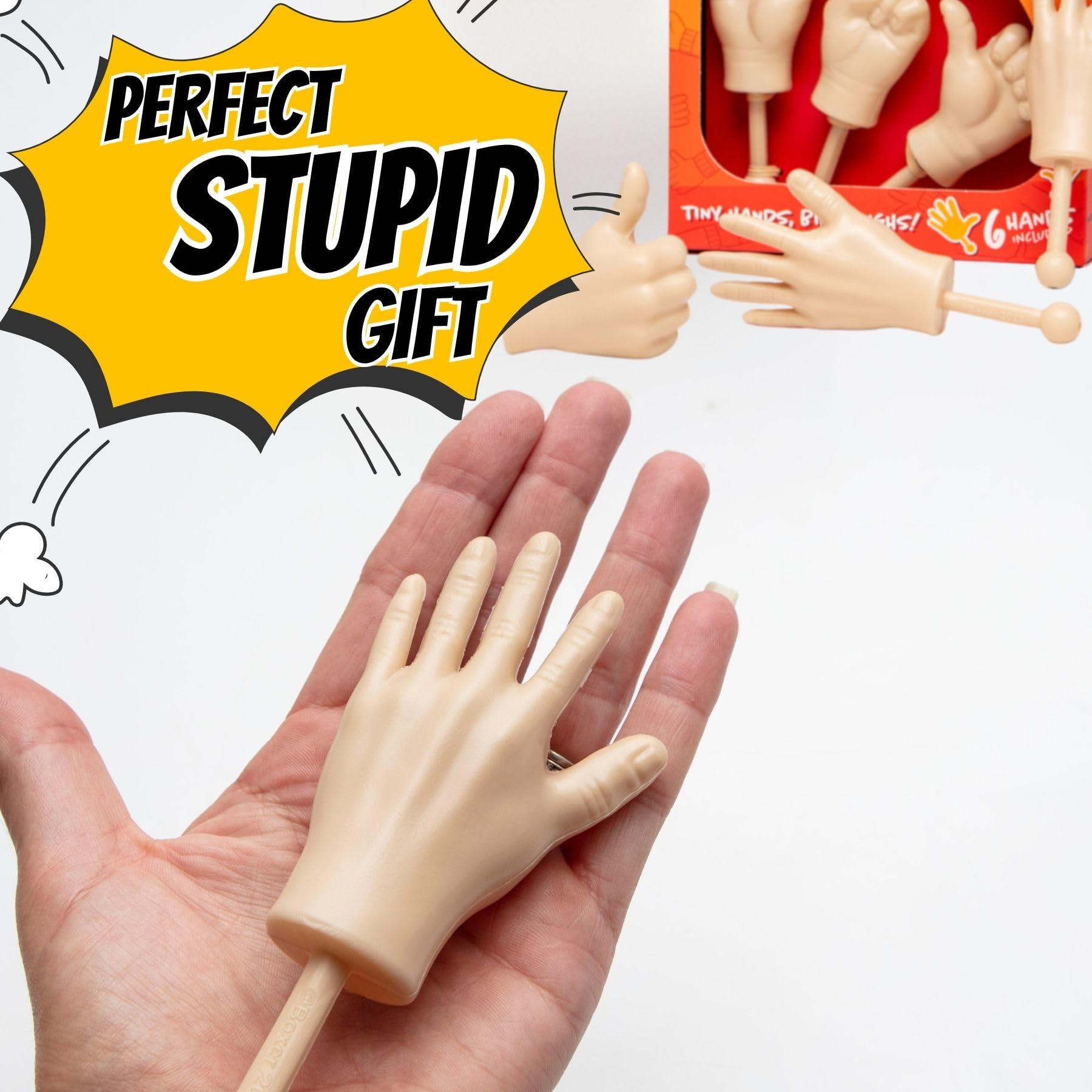 Boxer Gifts Tiny Hands on Sticks Prank - Peace, Thumbs Up and Waving 3pk 4