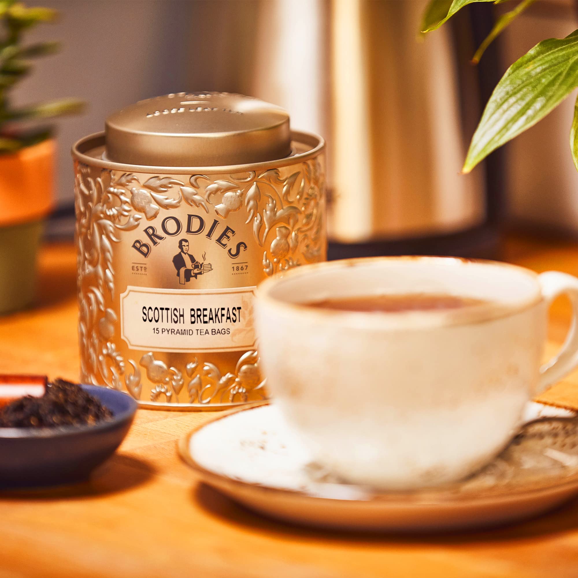 Brodies Scottish Breakfast Tea - 15 Pyramid Tea Bags in Reusable Silver Gift Tin 5