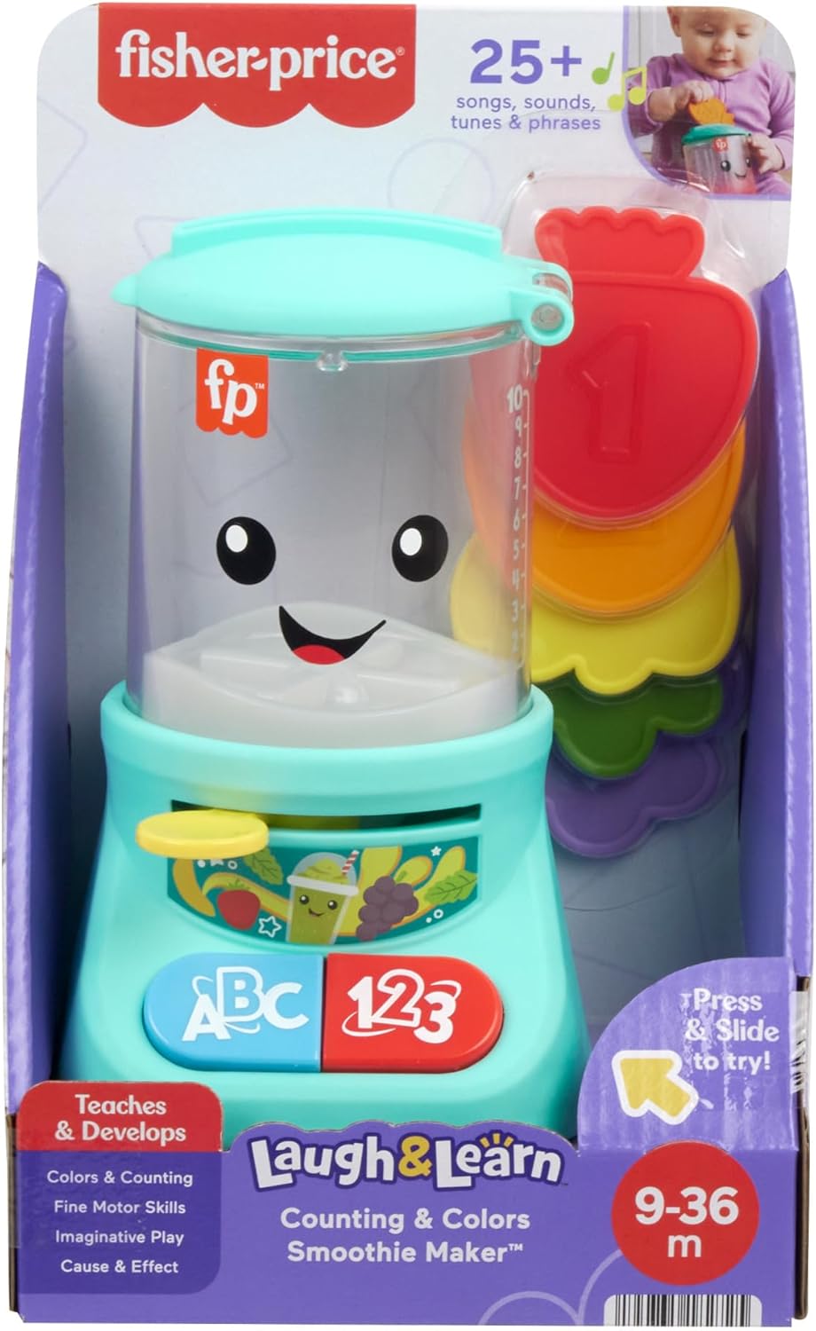 Fisher-Price Laugh & Learn Baby & Toddler Toy Counting & Colors Smoothie Maker P
