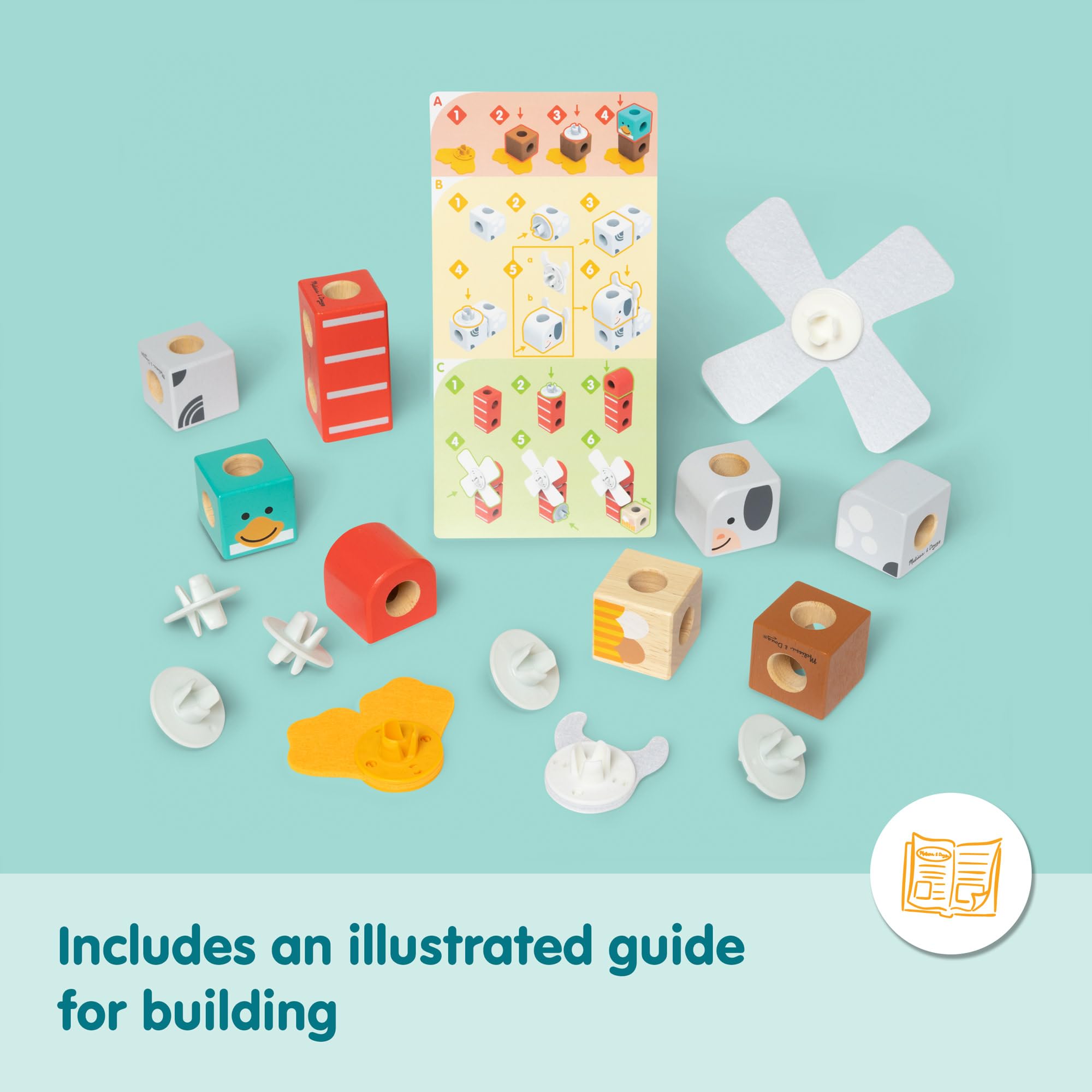 Melissa & Doug Blockables Farm Friends Snap And Play Building Blocks Set for Ages 2+ 8