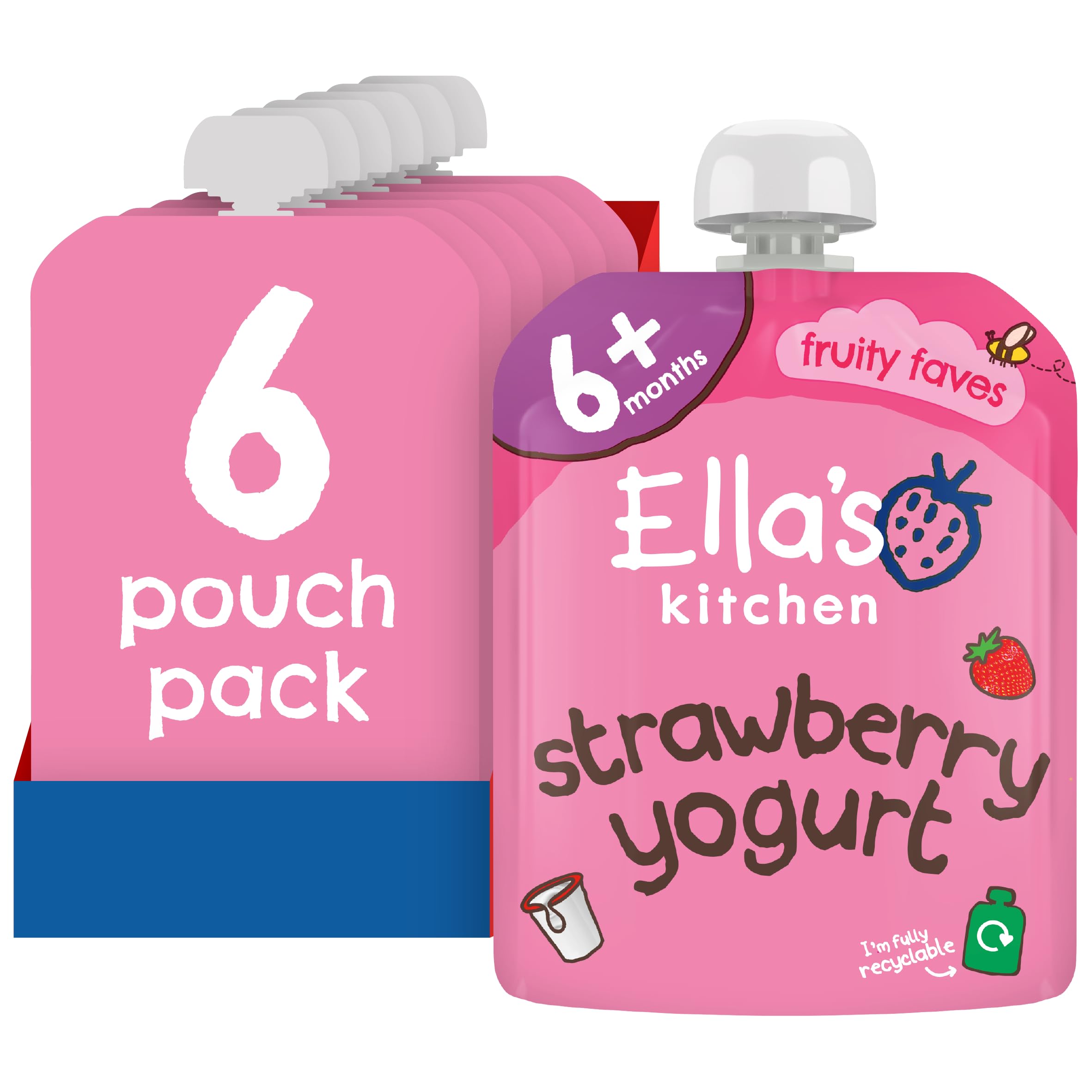 Ella's Kitchen Organic Greek Yoghurt and Strawberries Mix - 6 x 90g Pouches 1