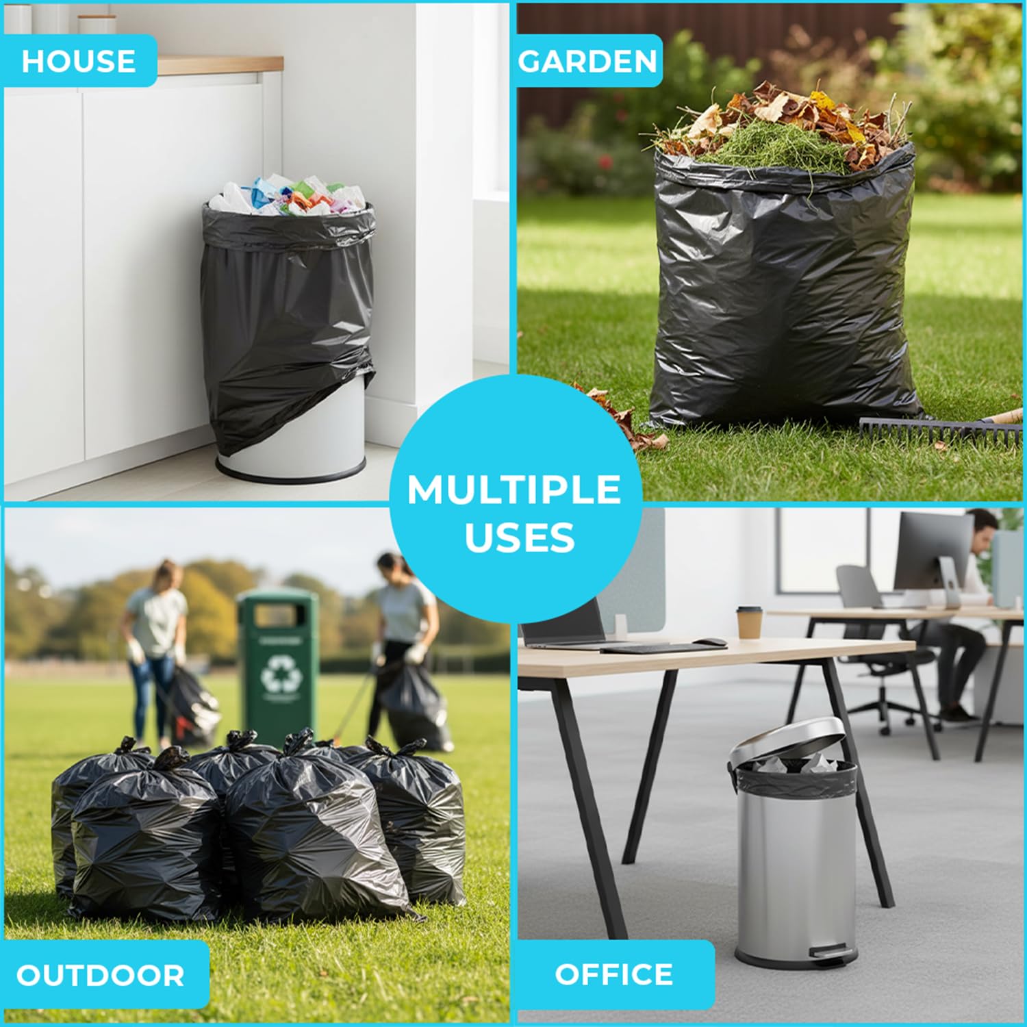 Roe Tenpo Extra Strong Bin Bags - 75L Capacity, 20 Count, Black | Recyclable 8
