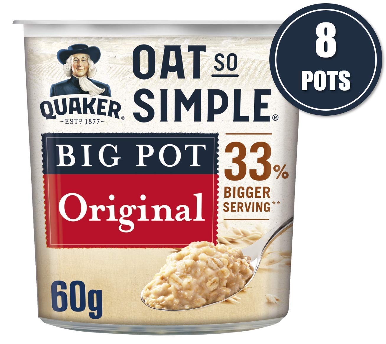 Quaker Oat So Simple Original Porridge Big Pot 60 g (Pack of 8) 4