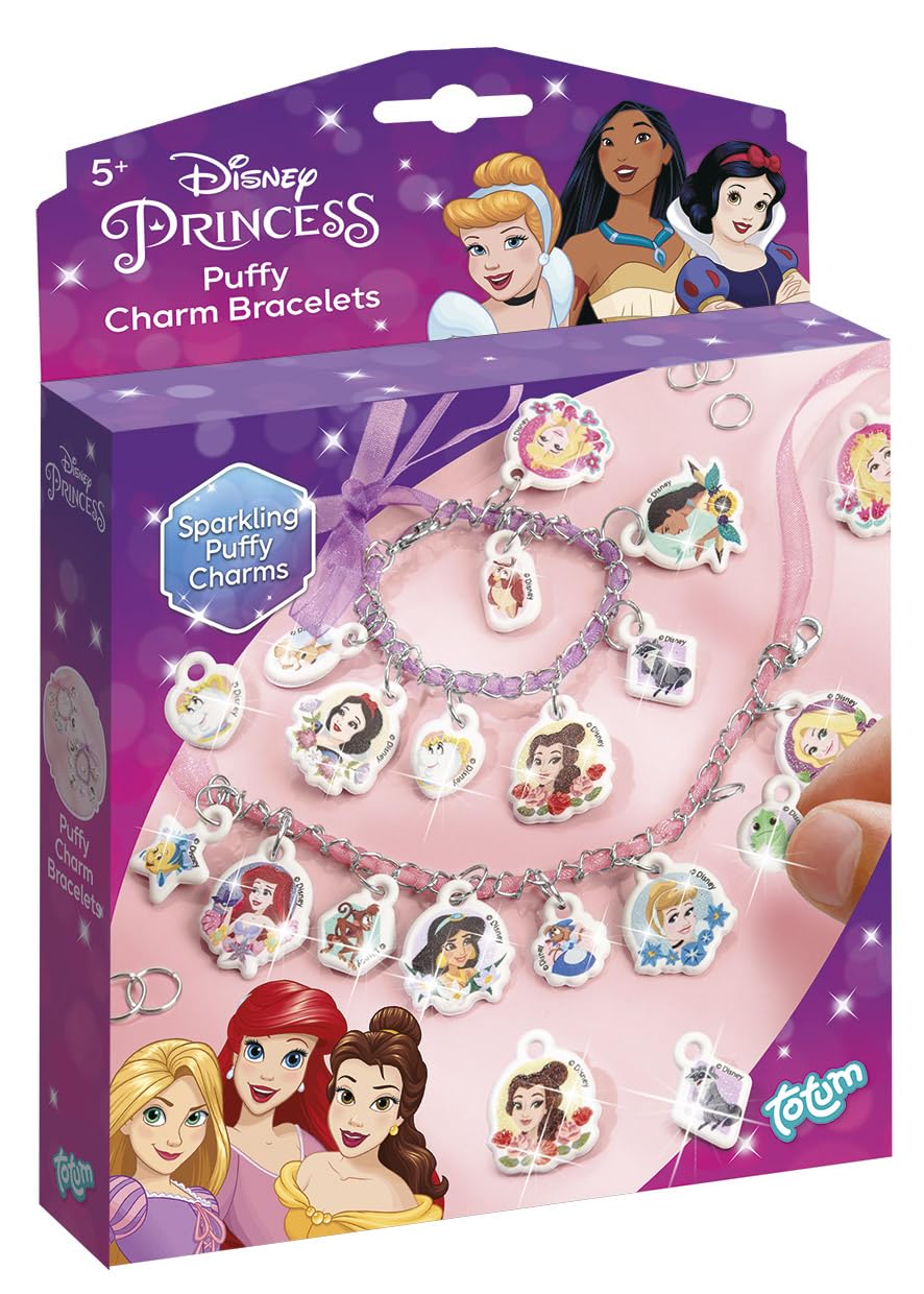 Totum Disney Princess Jewellery Craft Set - Make 2 Bracelets with Puffy Charms | Ages 4+ 1