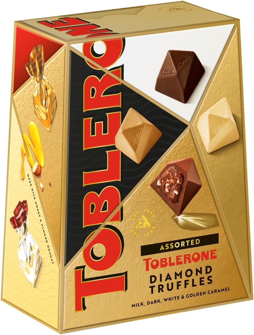 Toblerone Assorted Diamond Chocolate Truffles - Milk, Dark & Golden Caramel Praline, 180g 8