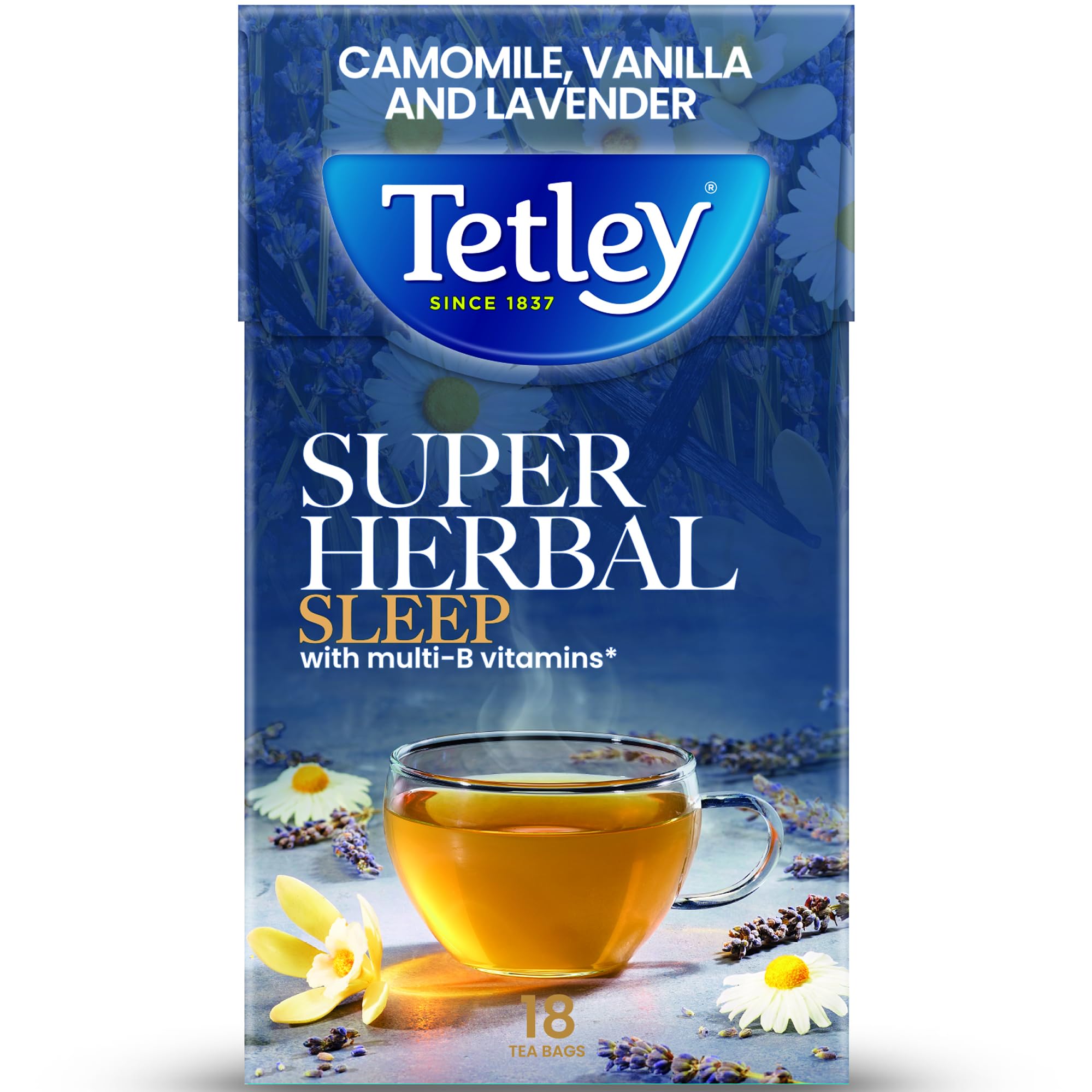 Tetley Super Herbal Sleep Tea - Camomile, Vanilla & Lavender Blend | 18 Bags 1