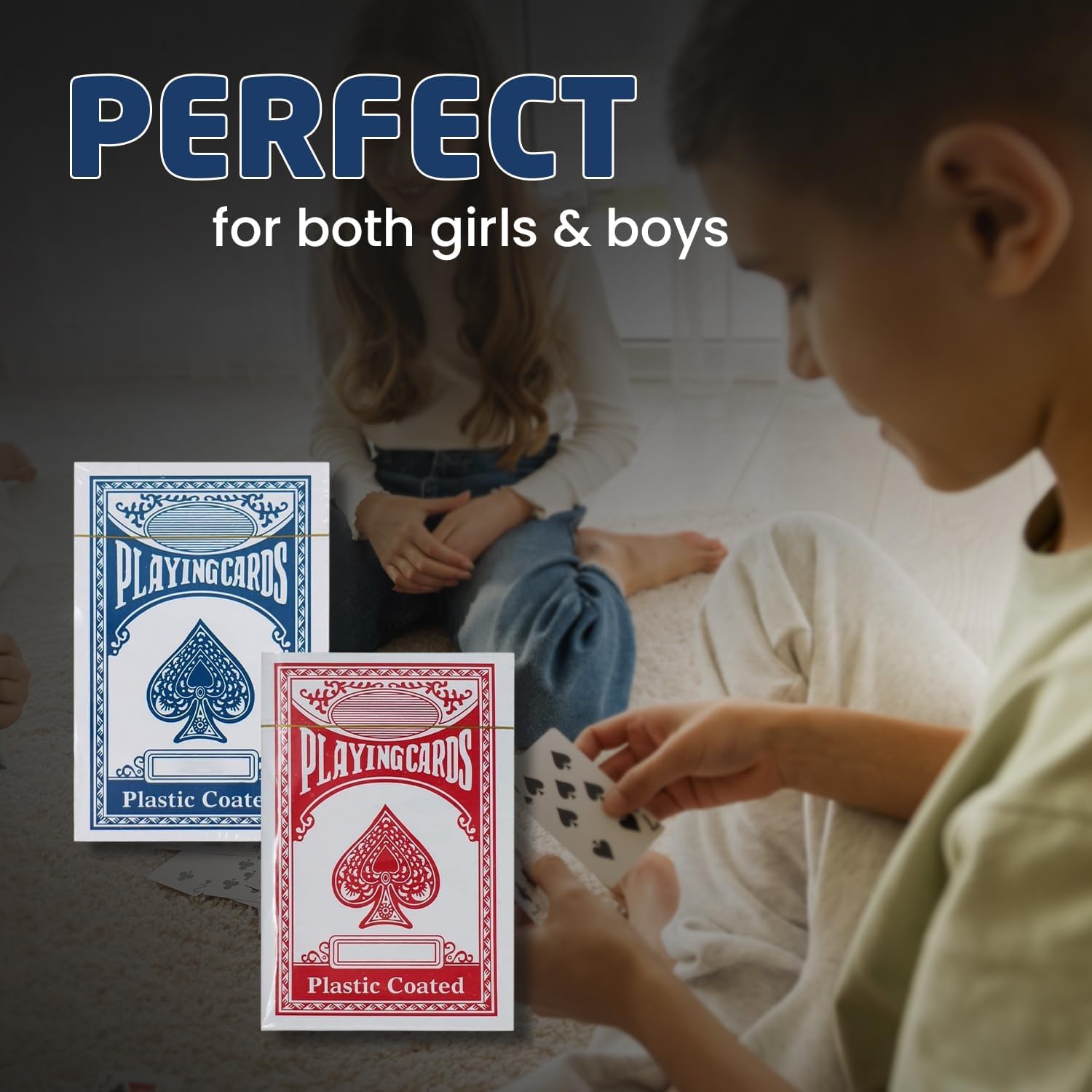 1ABOVE Twin Pack Playing Card Game Classic Red and Blue Plastic Coated 2