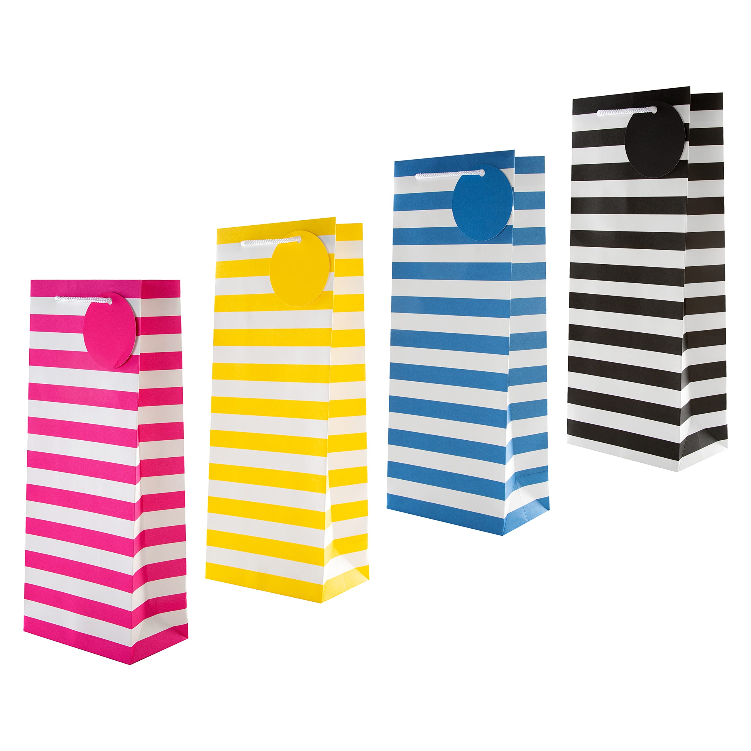 Hallmark Striped Bottle Gift Bags - Pack of 4 | FSC Certified Paper