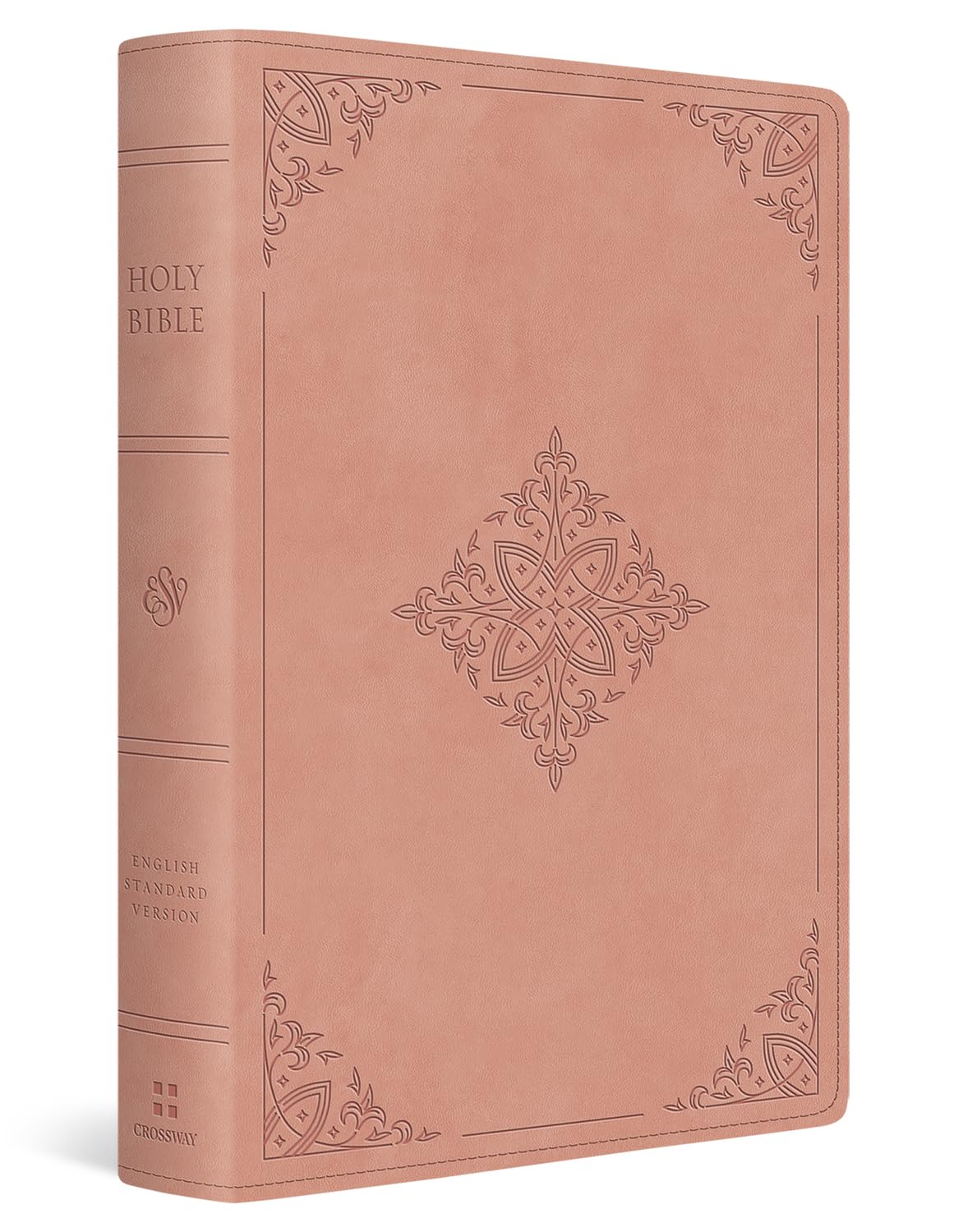 Crossway ESV Giant Print Bible, Red Letter | TruTone Blush Rose Fleur-de-lis Design | 12.25pt Type 1
