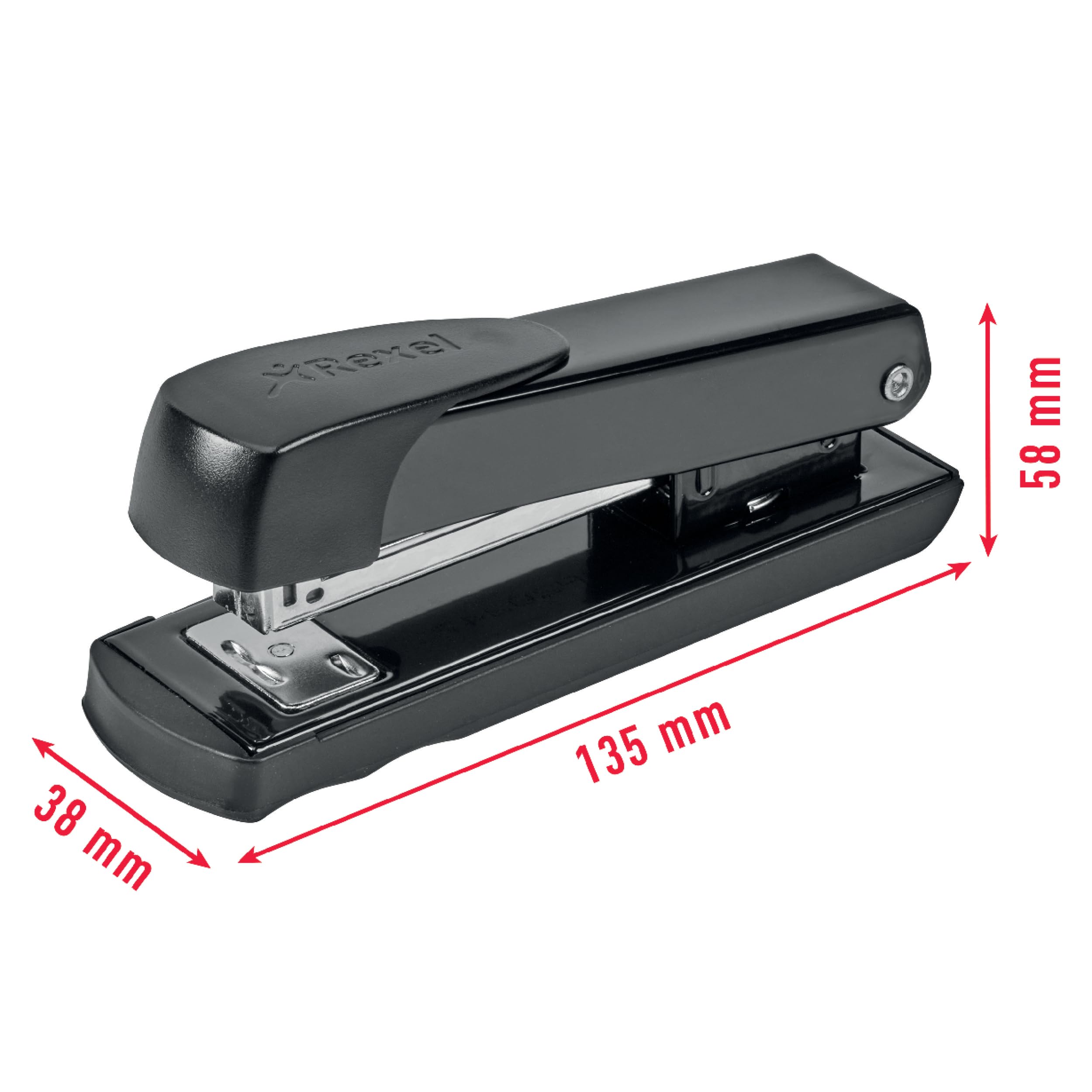 Rexel Meteor Half Strip Stapler - 20 Sheet Capacity, Metal Body, Black (3 Pack with Staples) 3