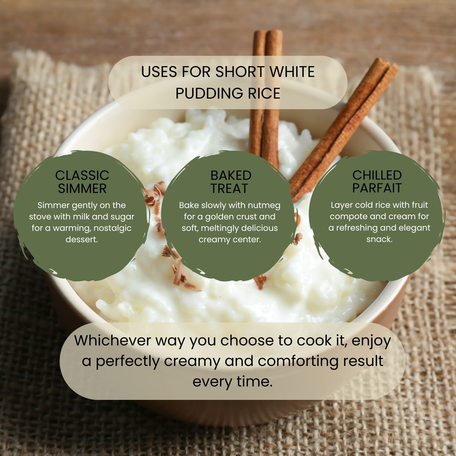 Minton & Donello Short White Pudding Rice - Creamy Texture, 500g Pack