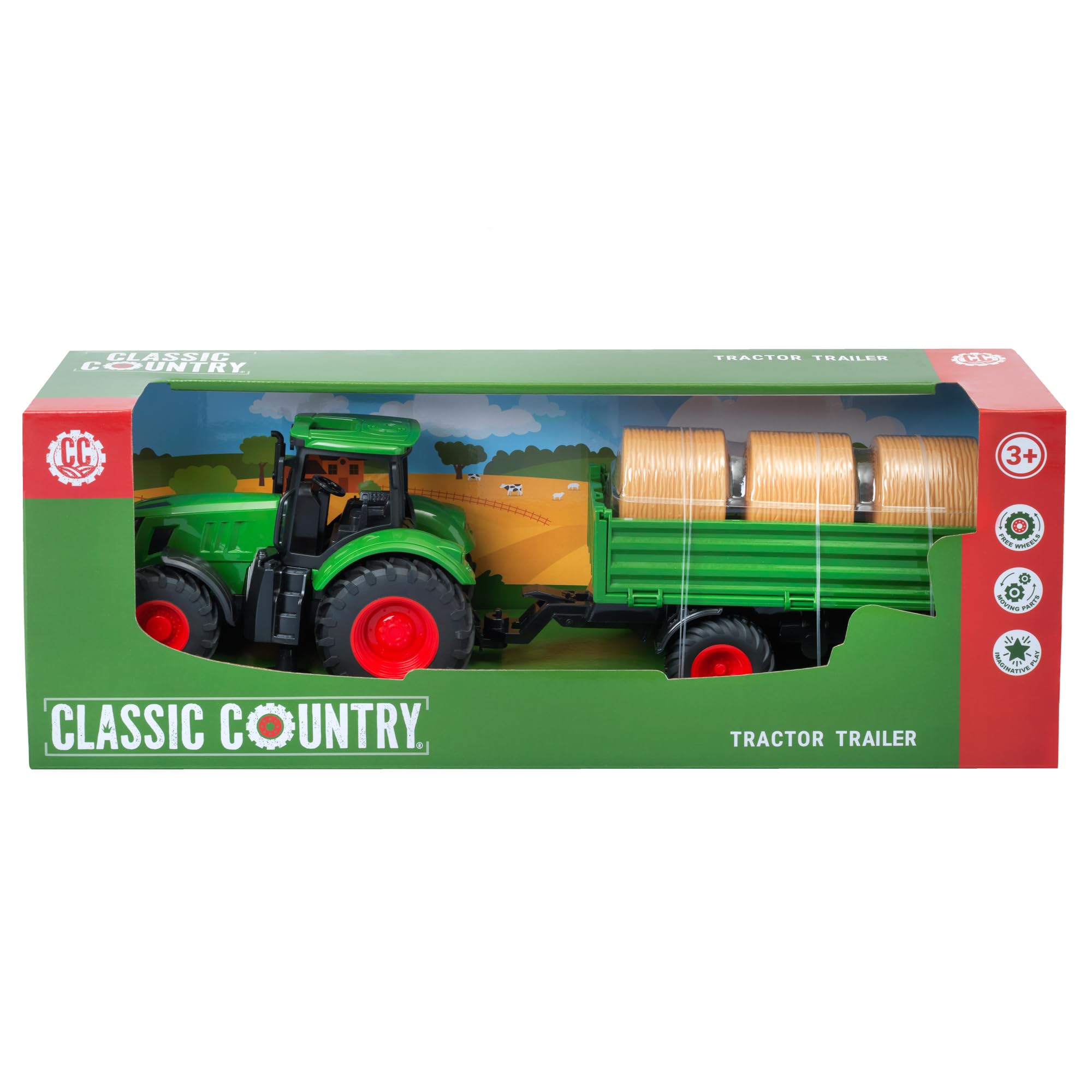 Classic Country Tractor & Trailer Set - 42cm | Moving Parts | Plastic 2