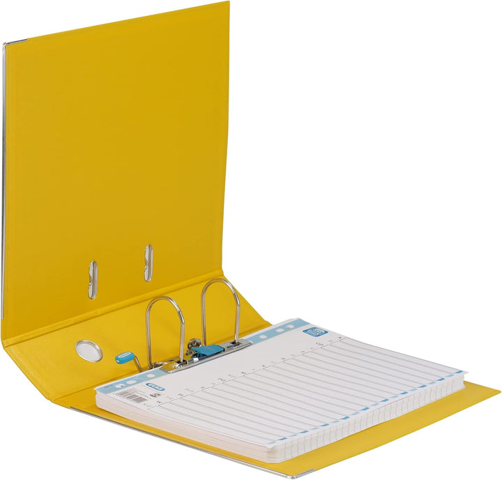 Elba A4 70mm Strongline Plastic On Board Lever Arch File, Yellow - Heavy-Duty Filing Solution for Legal and Office Use