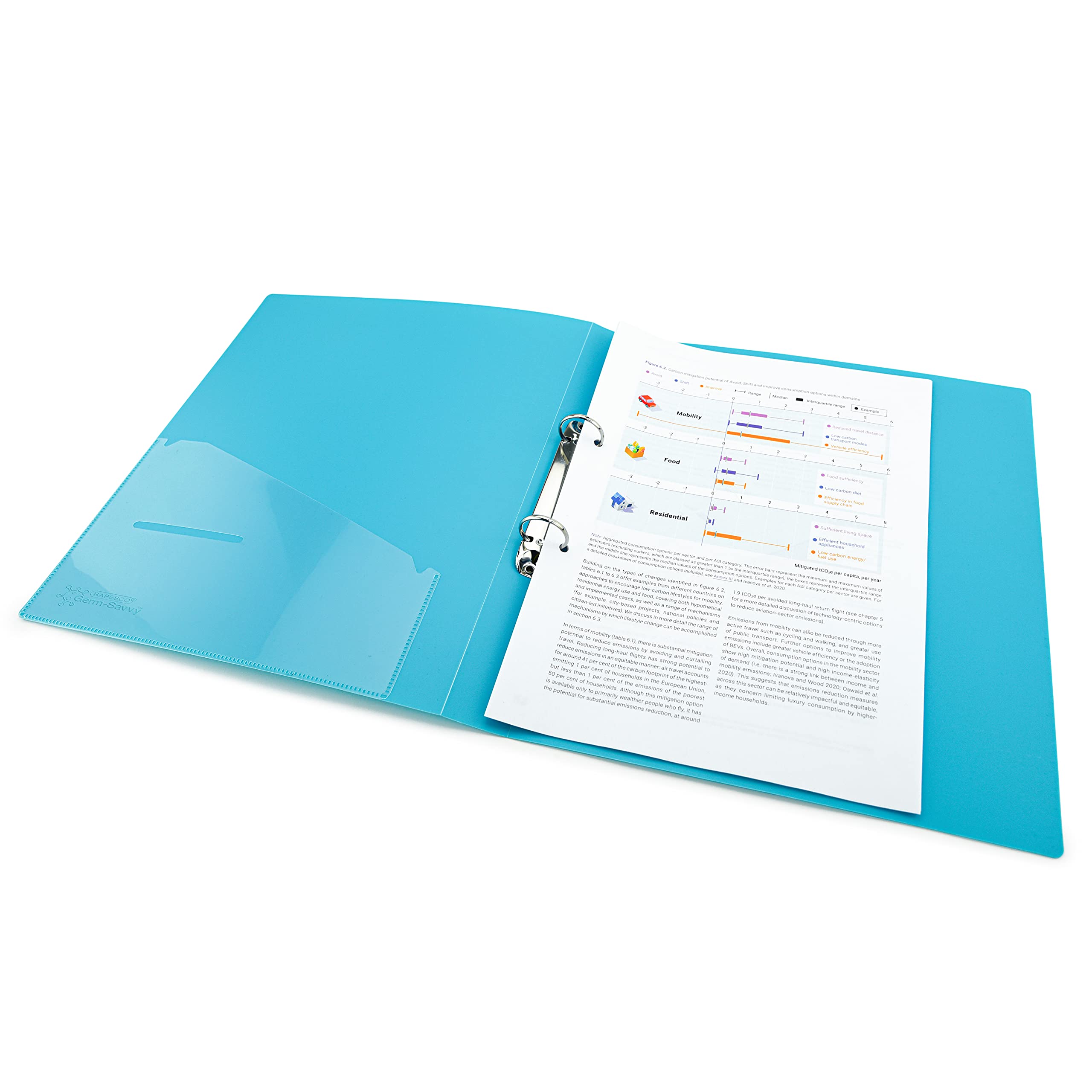 Rapesco 1664 O-Ring Binder - 4 Pack A4, 35mm Spine, 25mm Capacity, Aqua 2
