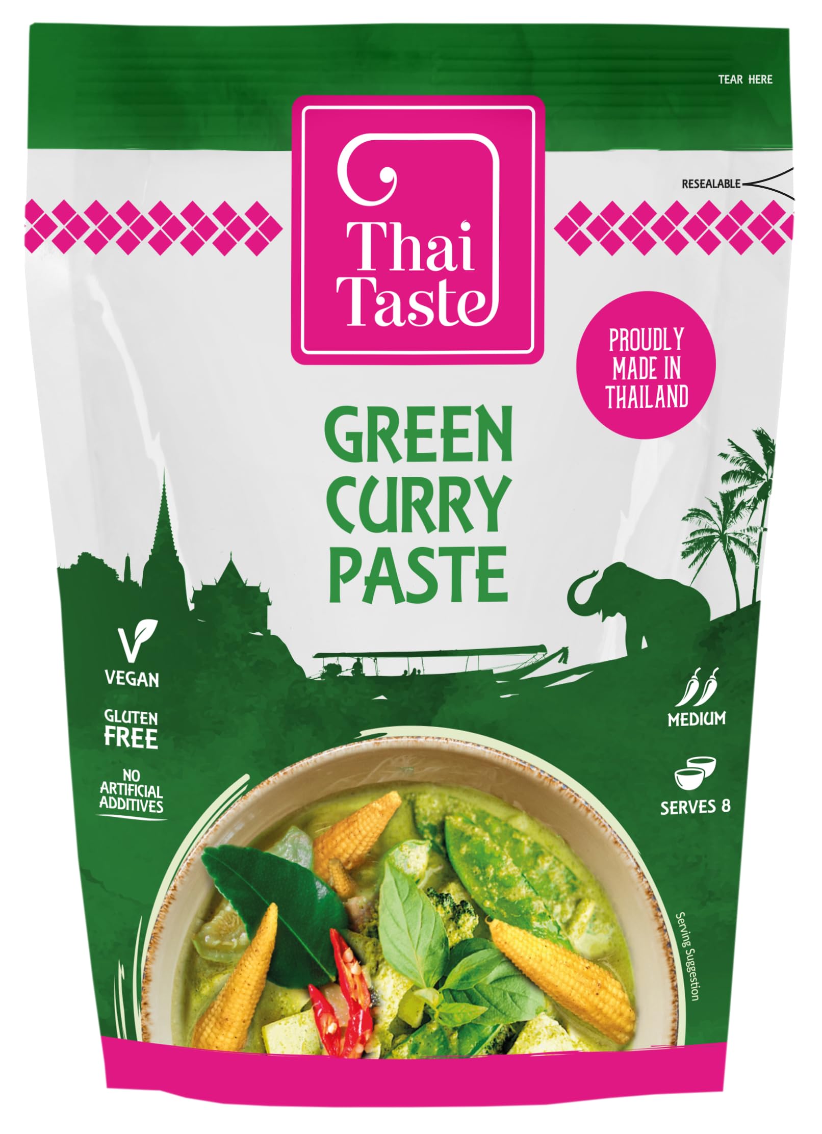 Thai Taste Green Curry Paste - Authentic Thai Flavor | Gluten-Free | 200g Pouch 1