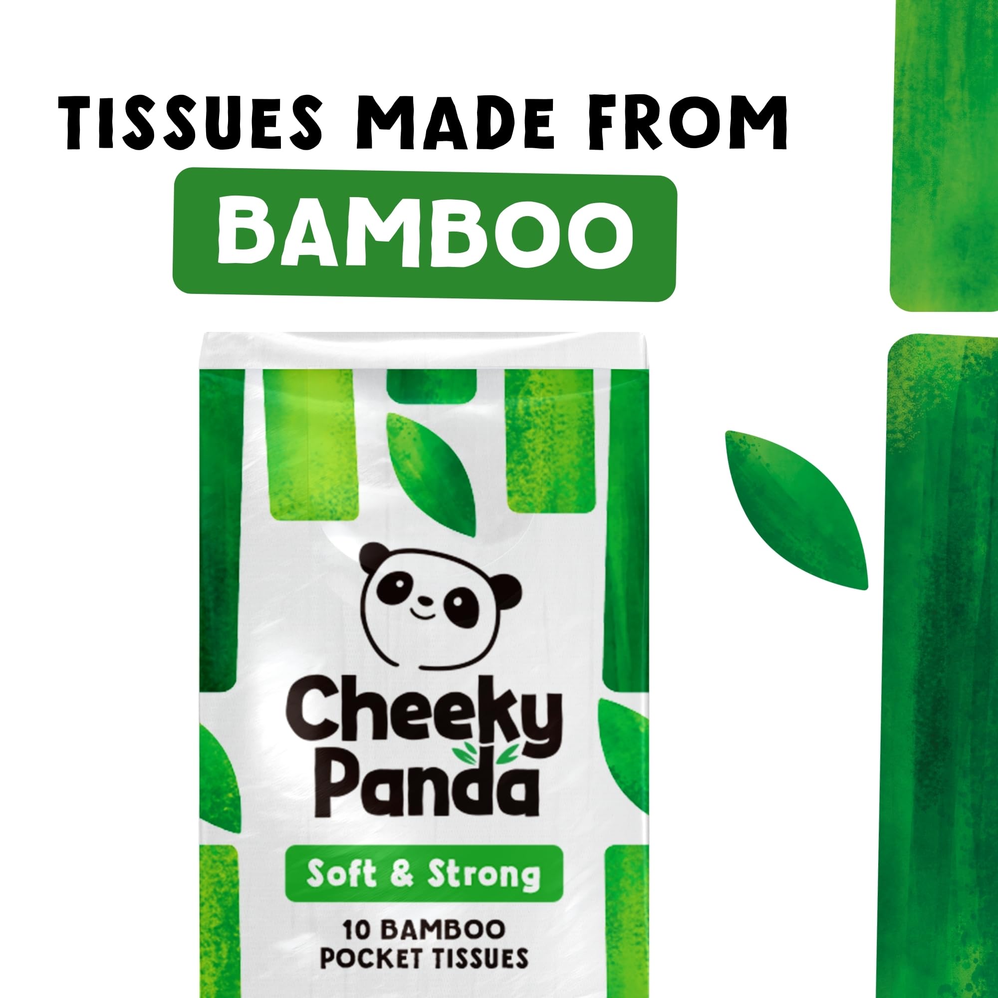 The Cheeky Panda Bamboo Pocket Tissues - 8 Pack of 10, Hypoallergenic & Ultra Soft Travel Tissues