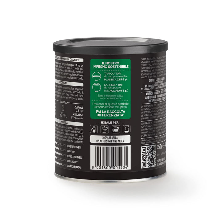 Caffè Vergnano 1882 100% Arabica Ground Coffee for Moka Pot - 250g Tin