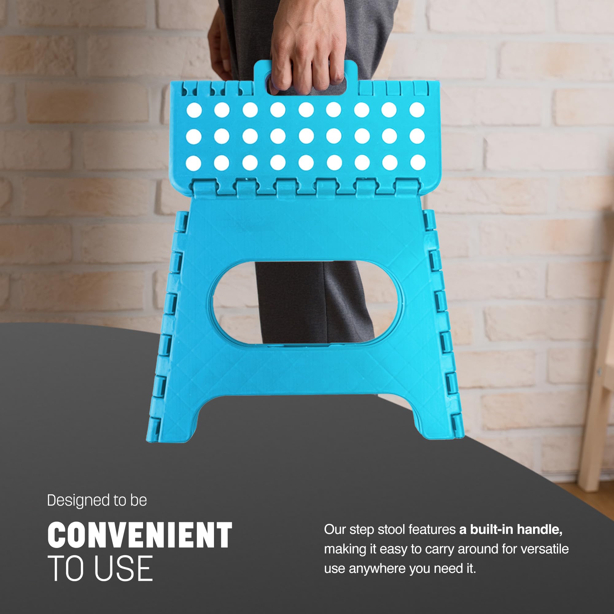 KEPLIN 11 Inch Heavy Duty Folding Step Stool | 150kg Capacity | Blue Plastic 4