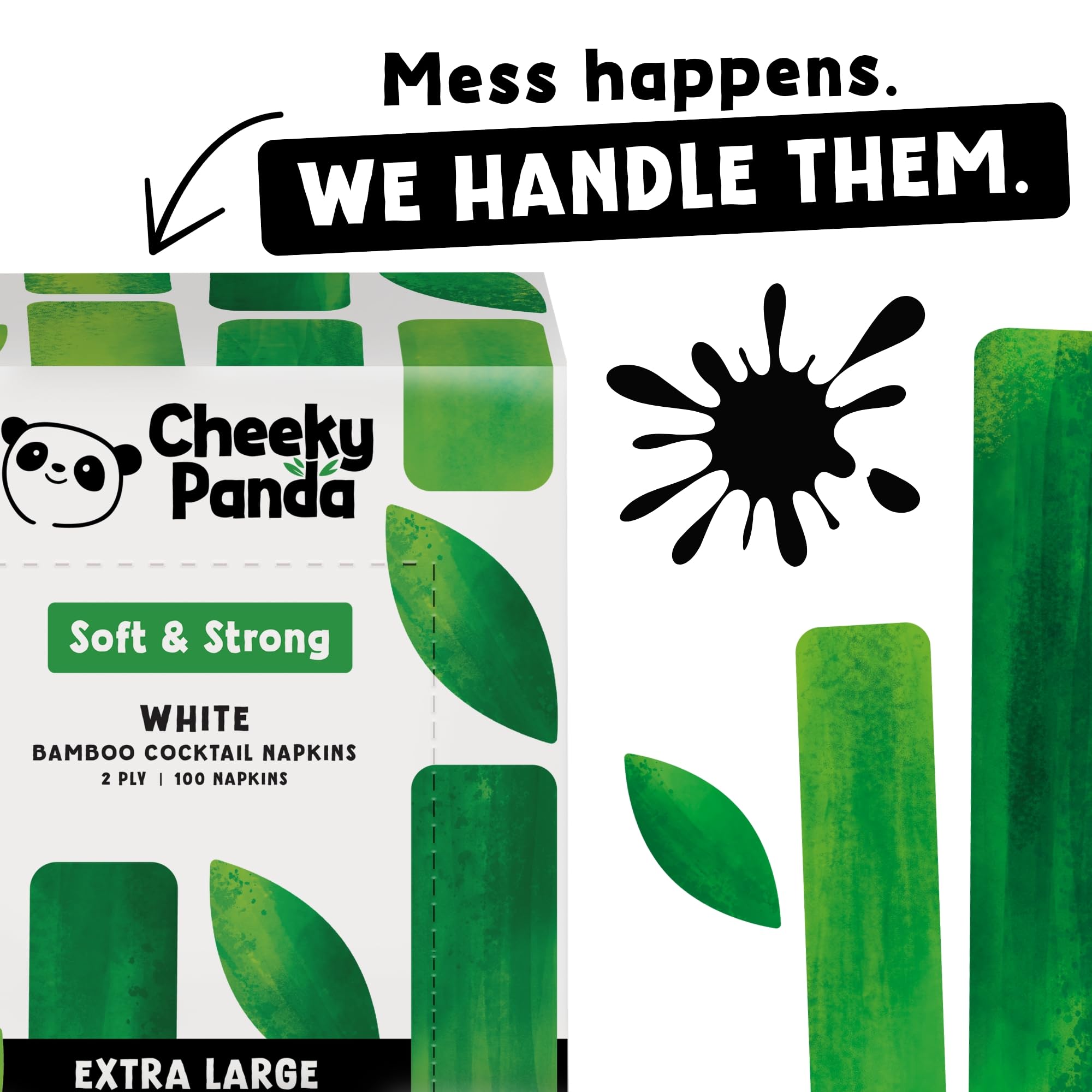 The Cheeky Panda Bamboo Large Paper Napkins - 2 Ply, 40x40cm | Pack of 100 White Napkins