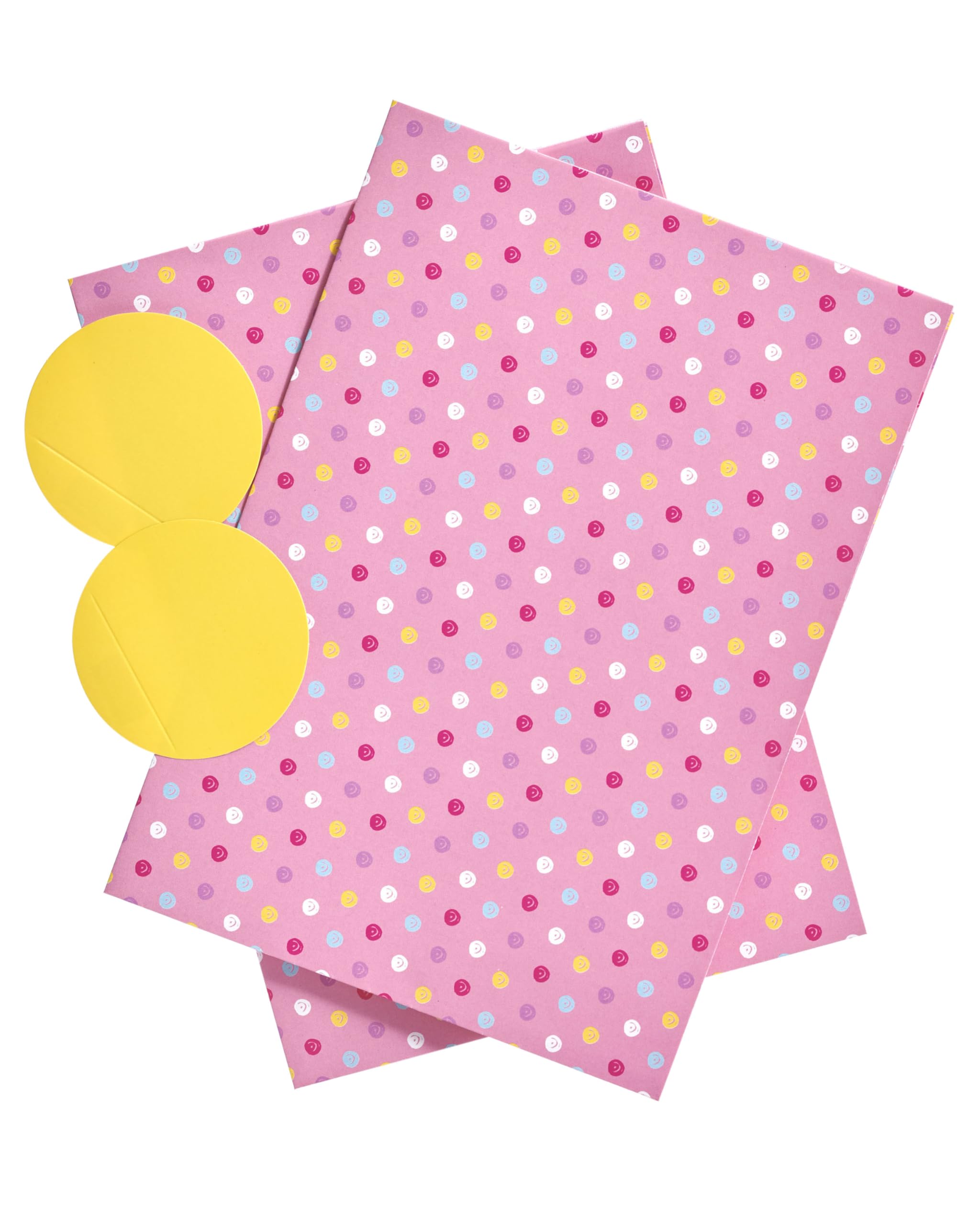 UK Greetings Girl's Wrapping Paper - Pink Polka Dot Design | 2 Sheets | FSC Certified