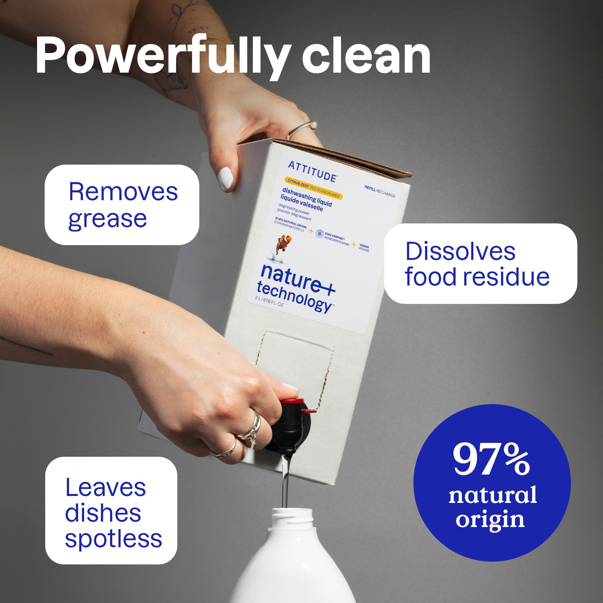 ATTITUDE EWG Verified Plant-Based Dish Soap - Wildflowers Scent | 700 ml | Biodegradable 3