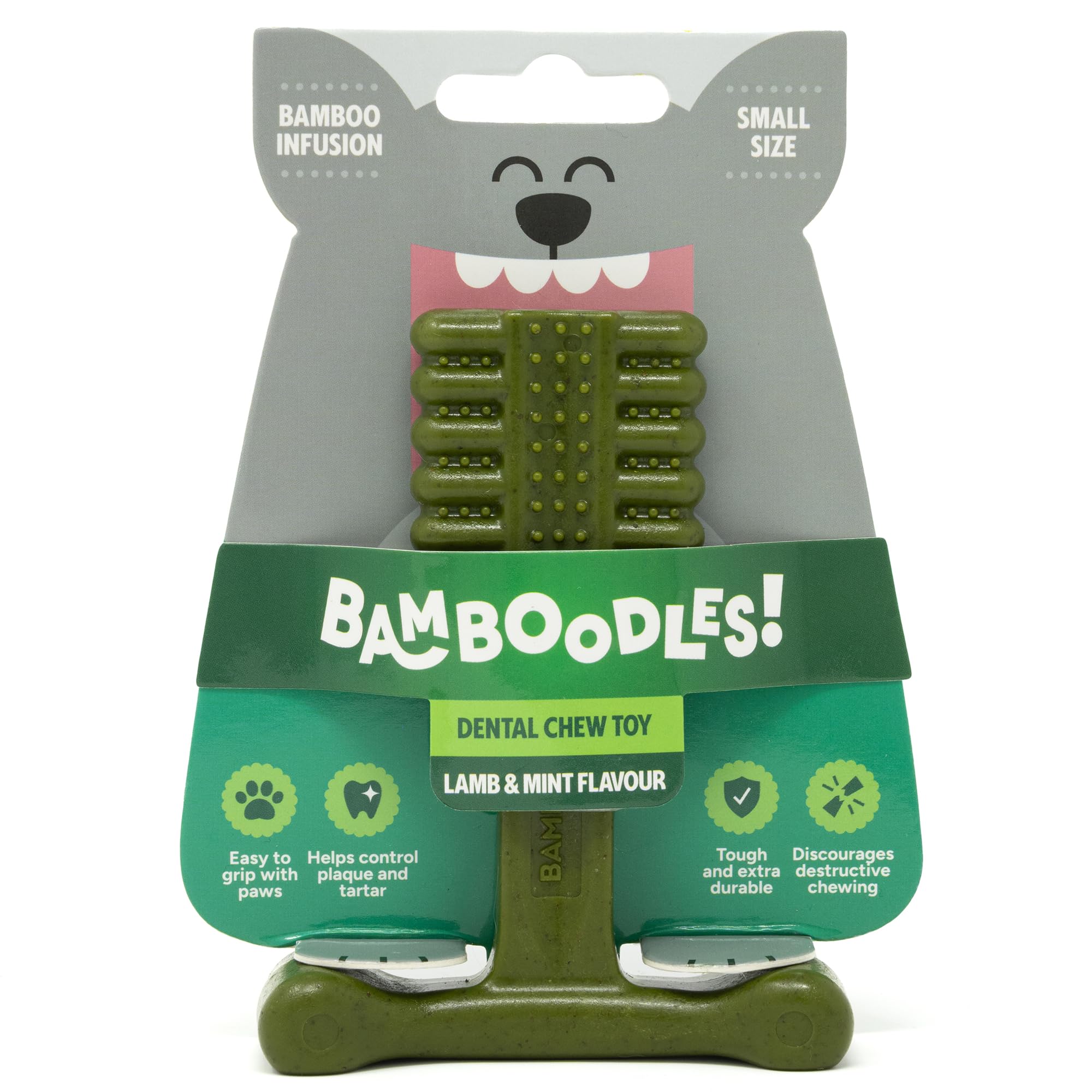 Bamboodles T-Bone Dog Chew Toy - Small Size | Mint & Lamb Flavor | Durable Natural Materials 1