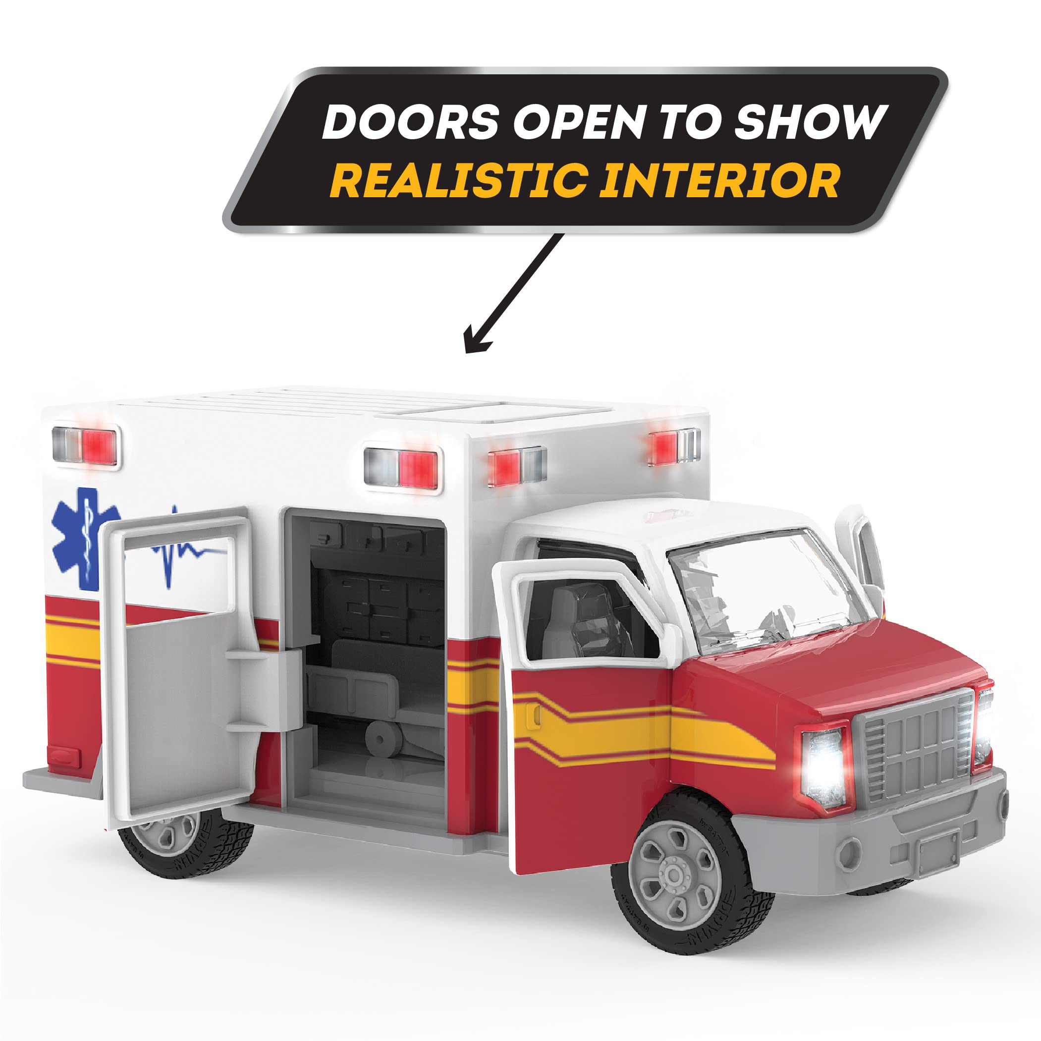Driven by Battat Micro Ambulance - Toy Rescue Vehicle with Lights, Sounds & Movable Parts for Kids 3+ 13