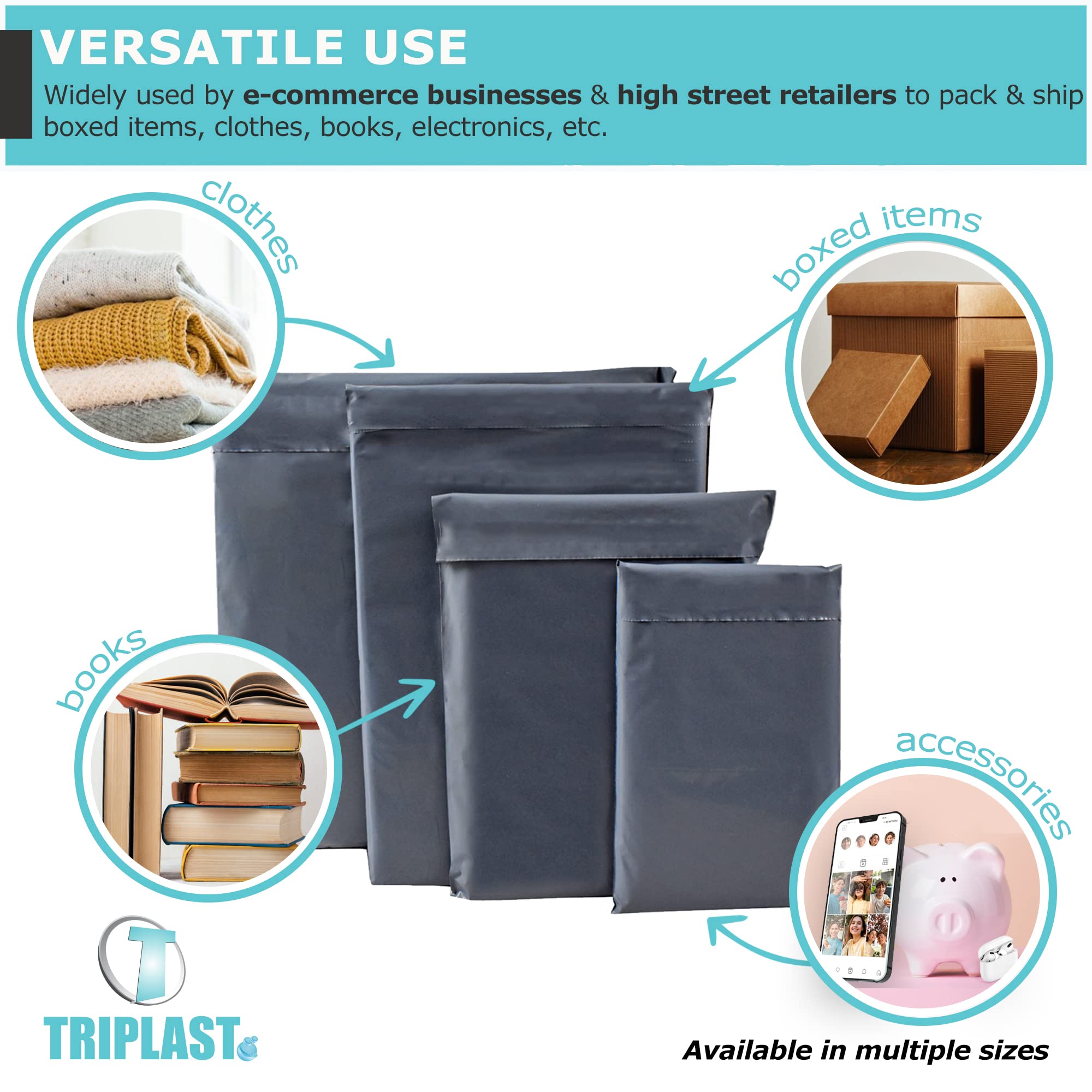 Triplast Grey Mailing Bags - 17 x 24 inch | 50 Pack | 55mu LDPE 7