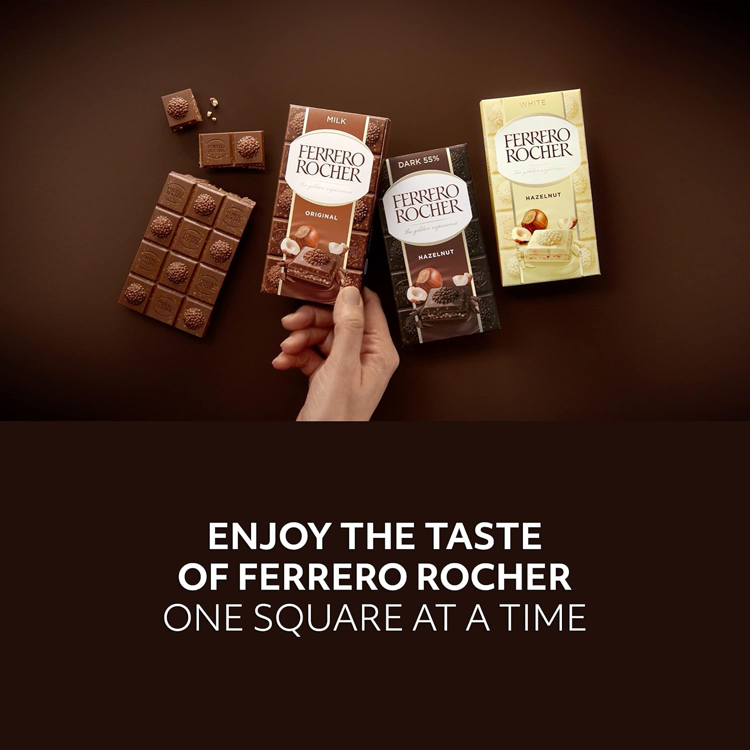 Ferrero Rocher Dark Chocolate and Hazelnut Bar, 55% Cocoa, 90g 5